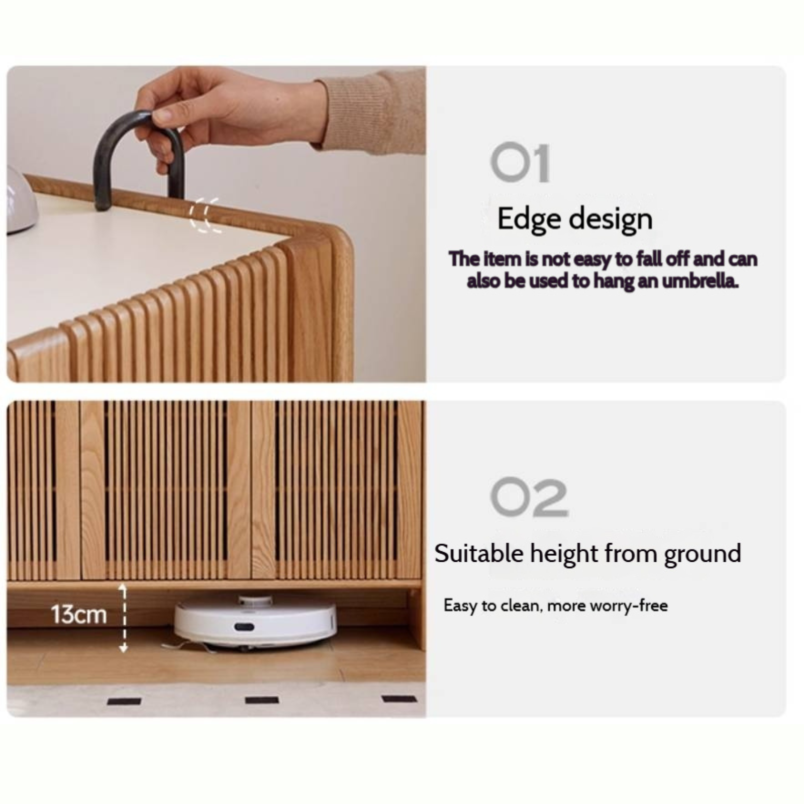 Oak Solid Wood Modern Simple Rock Plate Shoe Cabinet