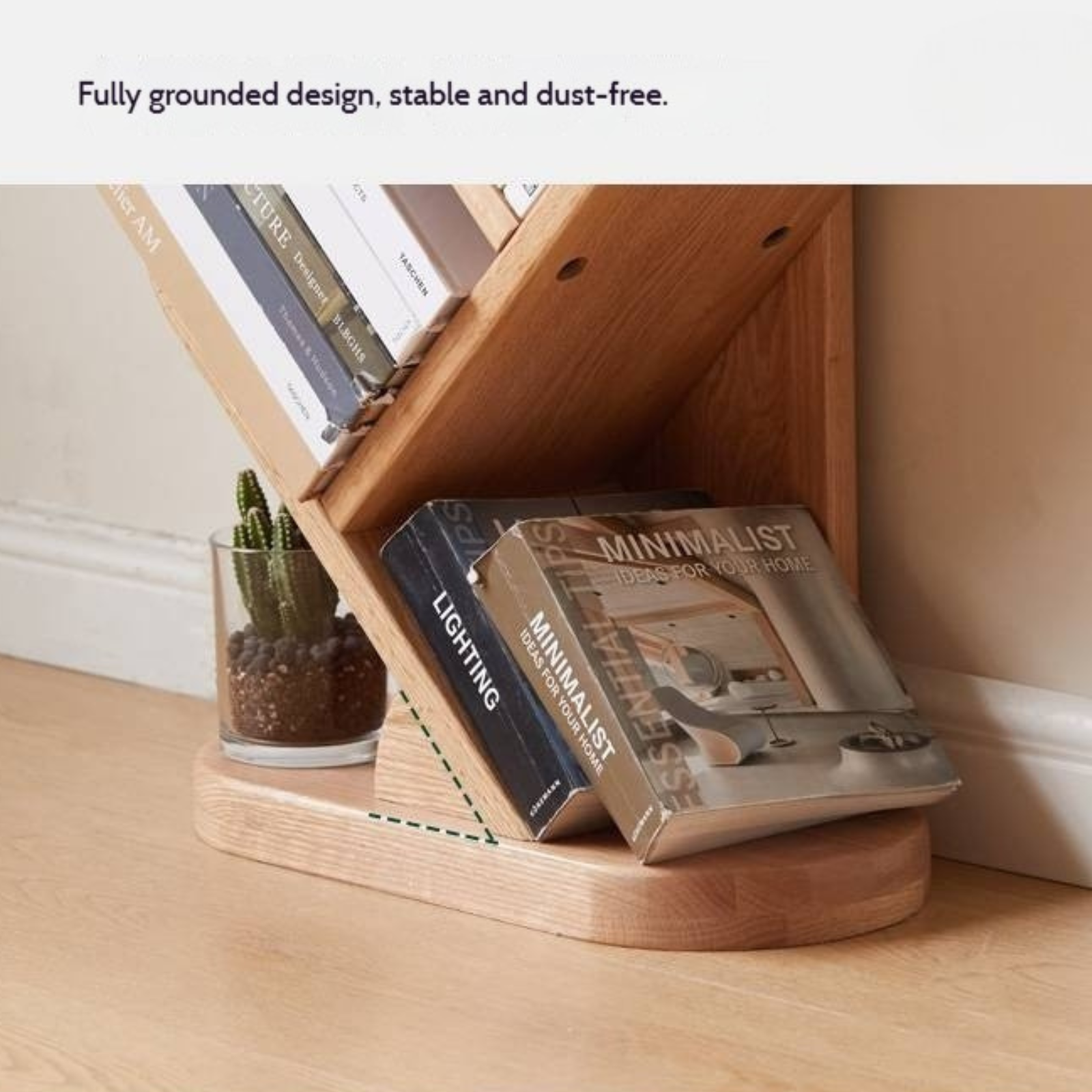 Oak, Cherry, Solid Rubberwood Multi-Layer Creative Corner Bookshelf