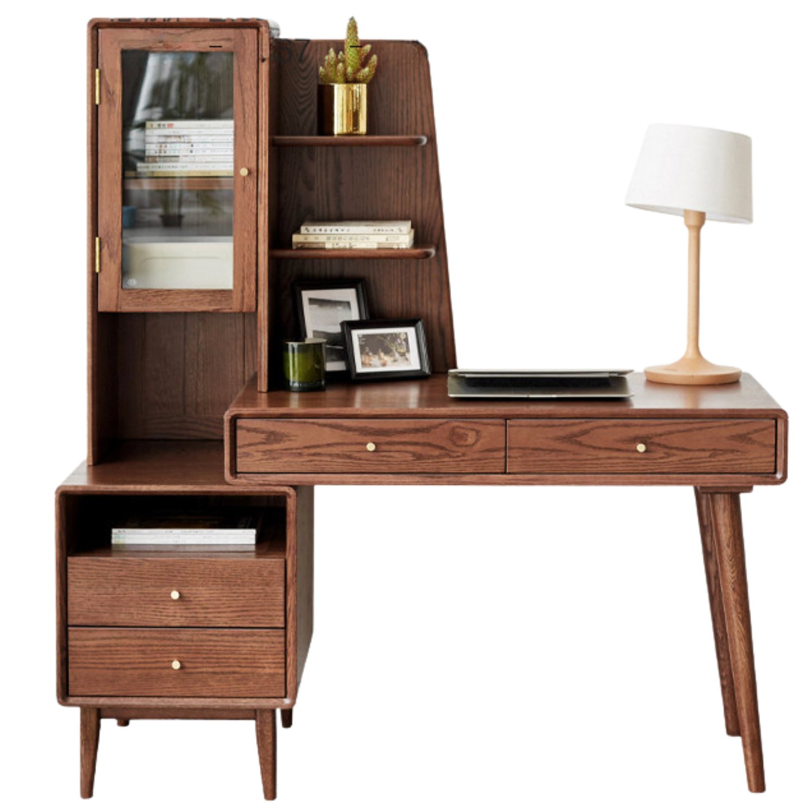 Oak Solid Wood Extendable Computer Desk