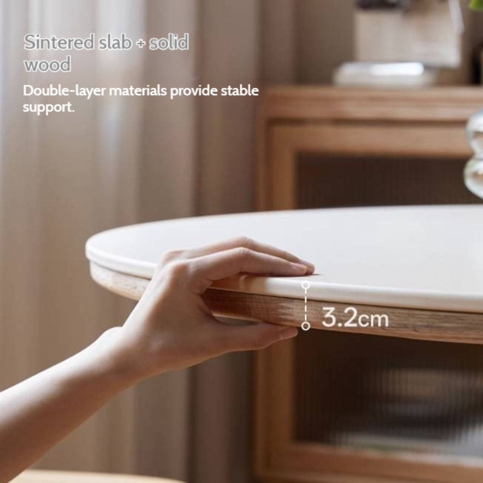 Oak Solid Wood Slab Round Dining Table