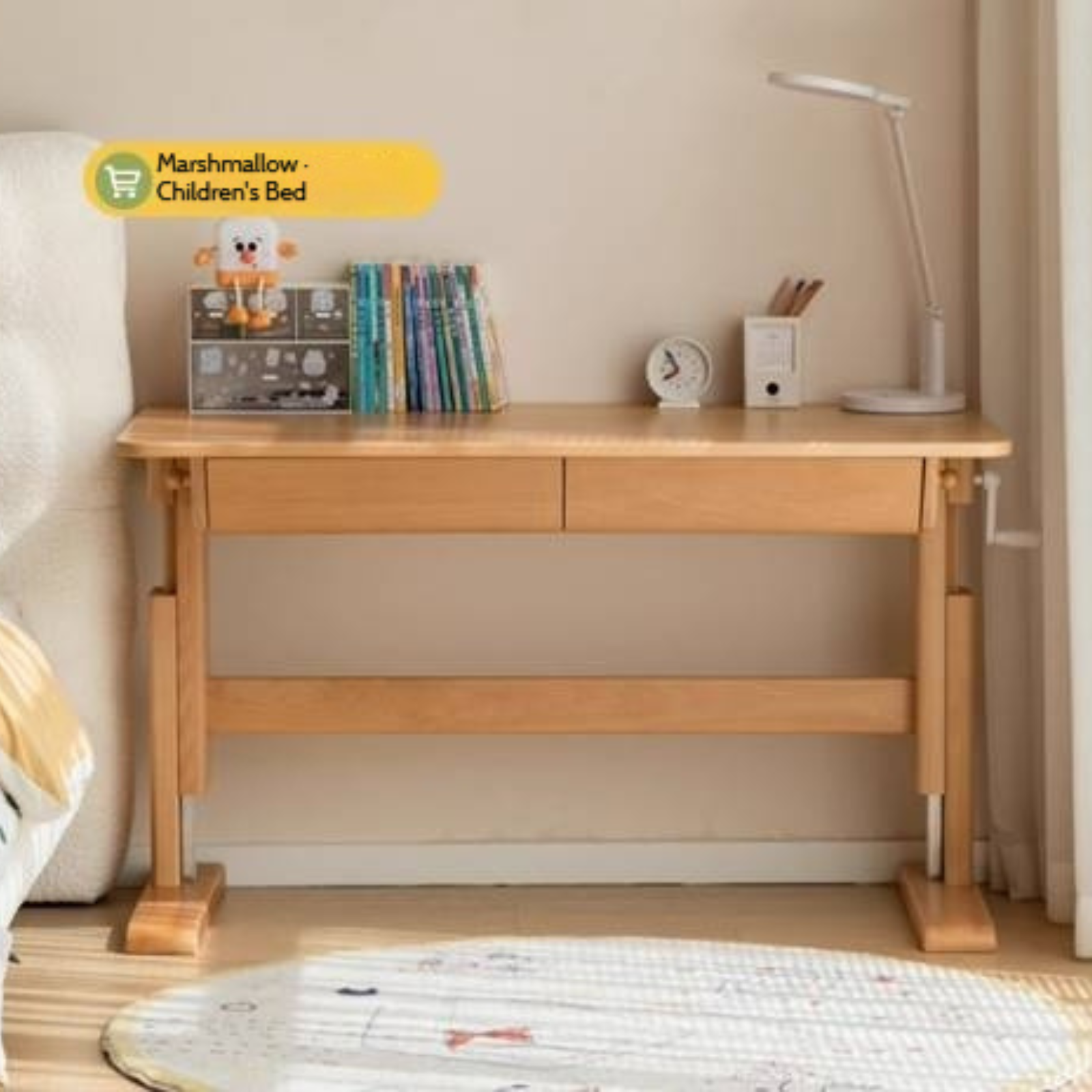 Beech Solid Wood Children's Hand-cranked Height Desk