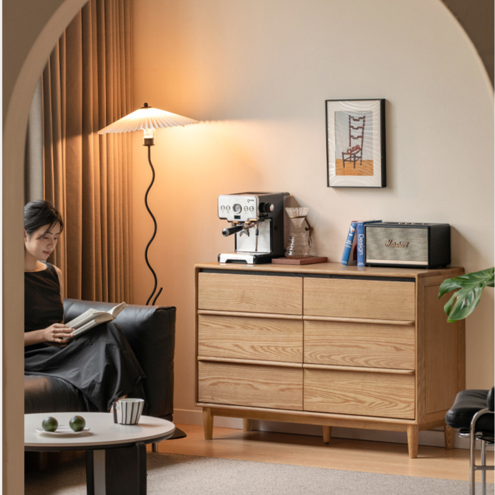 Ash Solid Wood Storage Drawer Cabinet