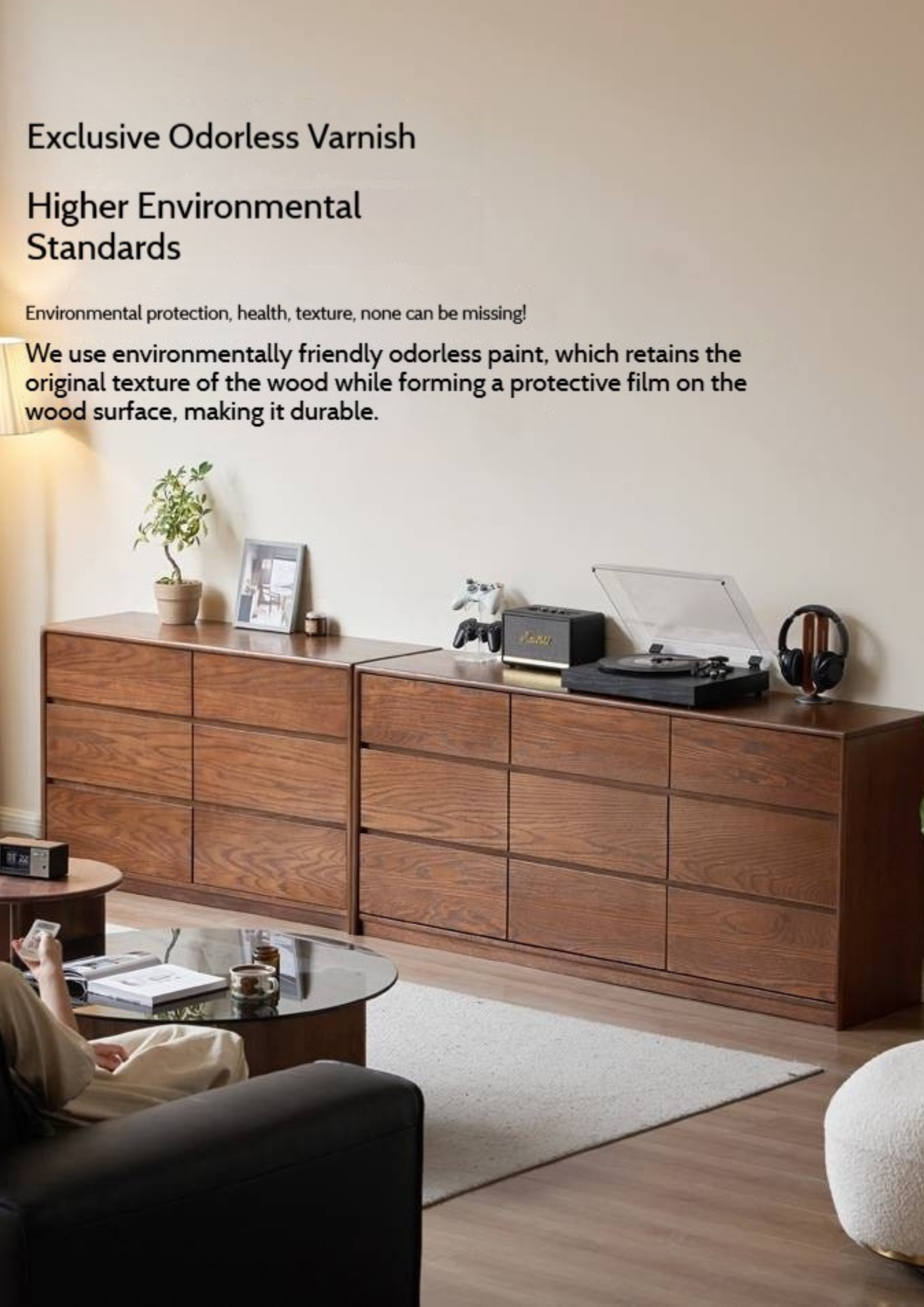 Oak Solid Wood Modern Drawer Cabinet