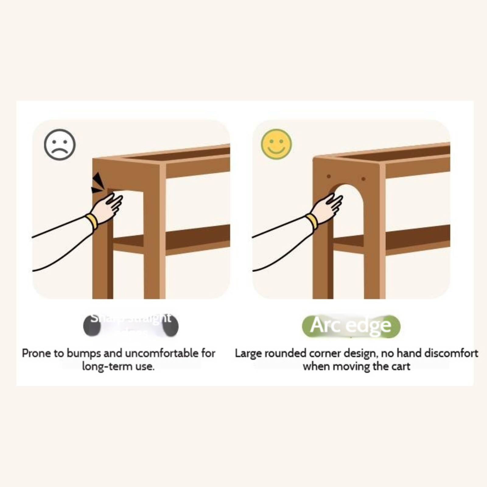 Beech Solid Wood Movable Children's Montessori Under-Table Bookshelf with Wheels