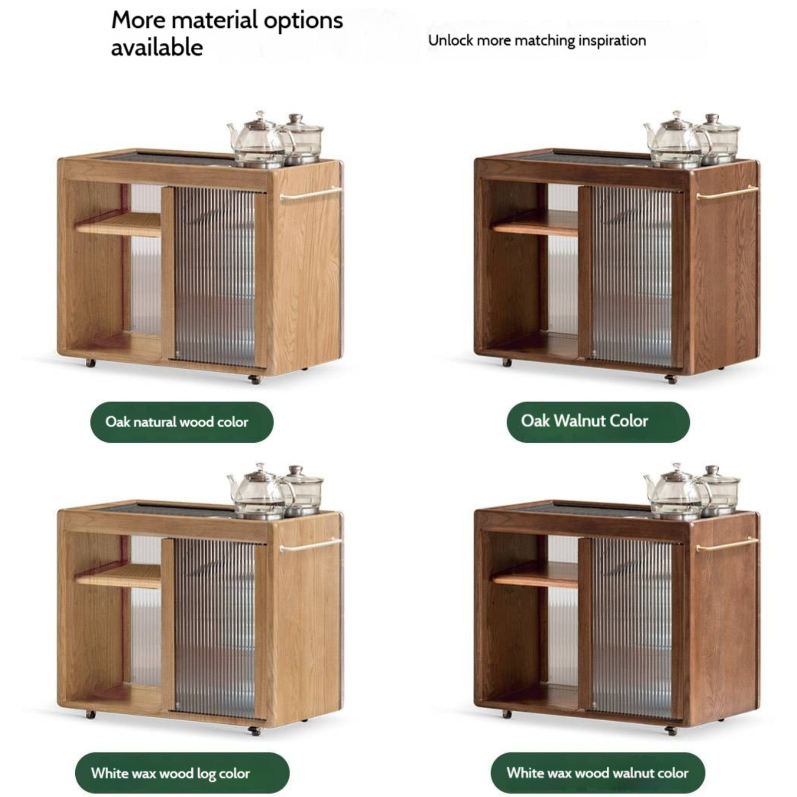 Black Walnut Solid Wood Tea Bar Integrated Side Cabinet