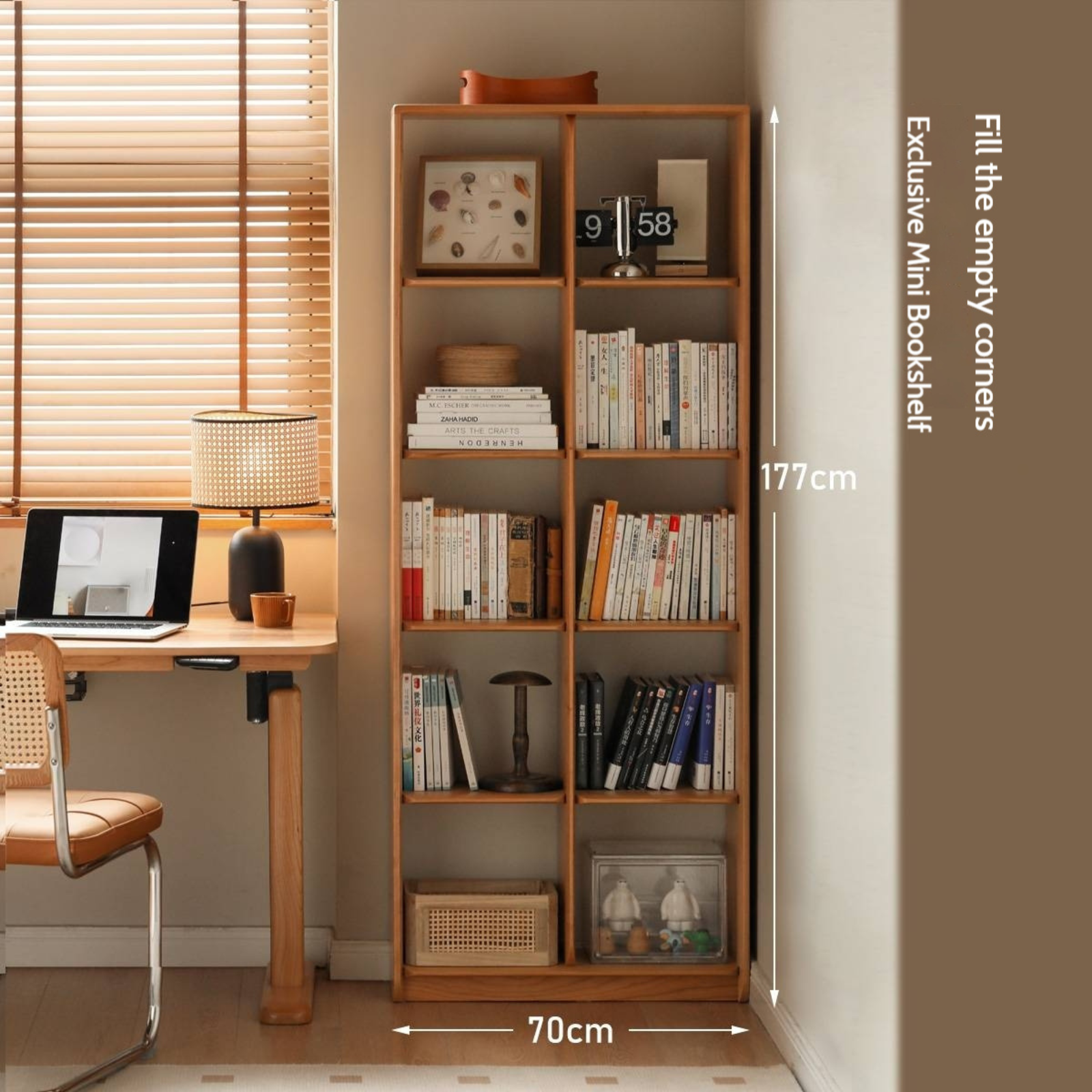 Cherry Solid Wood Vintage Bookshelf