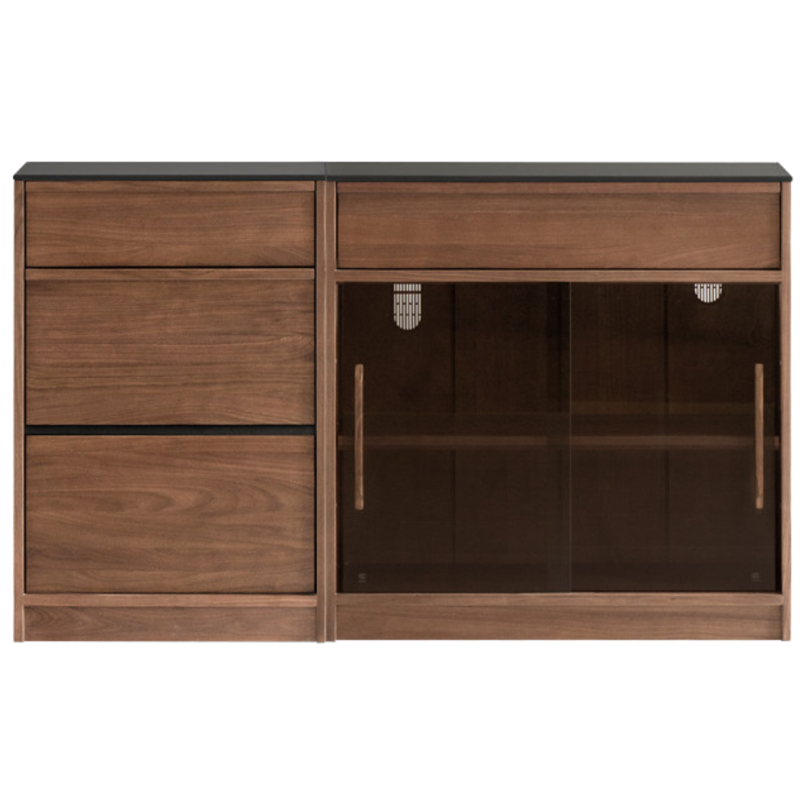 Black Walnut, Ash Solid Wood Light Luxury Style Rock Board Sideboard