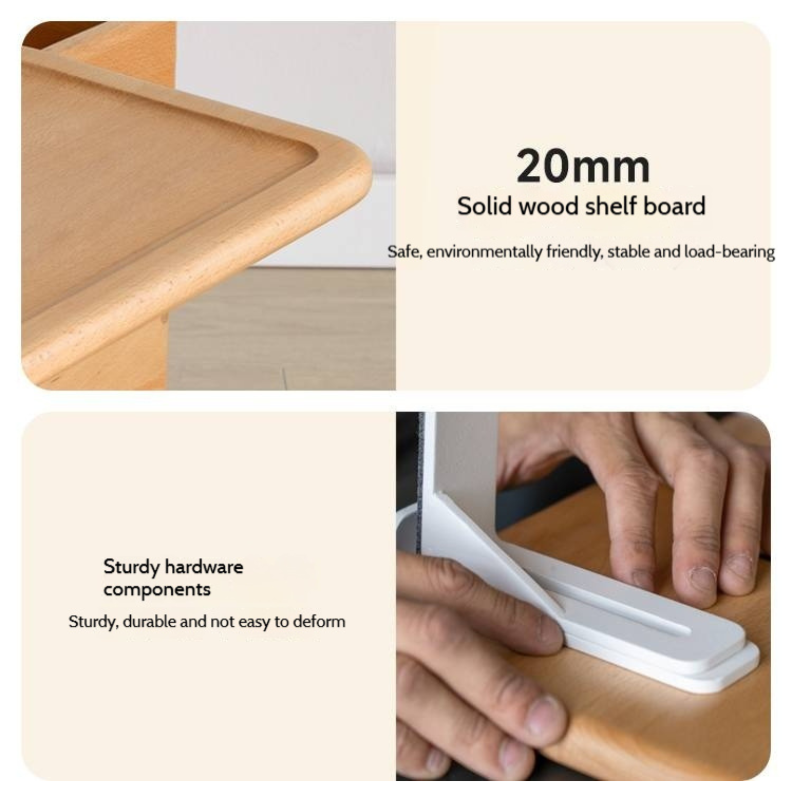 Beech Solid Wood Children's Floating Storage Bedside Shelf