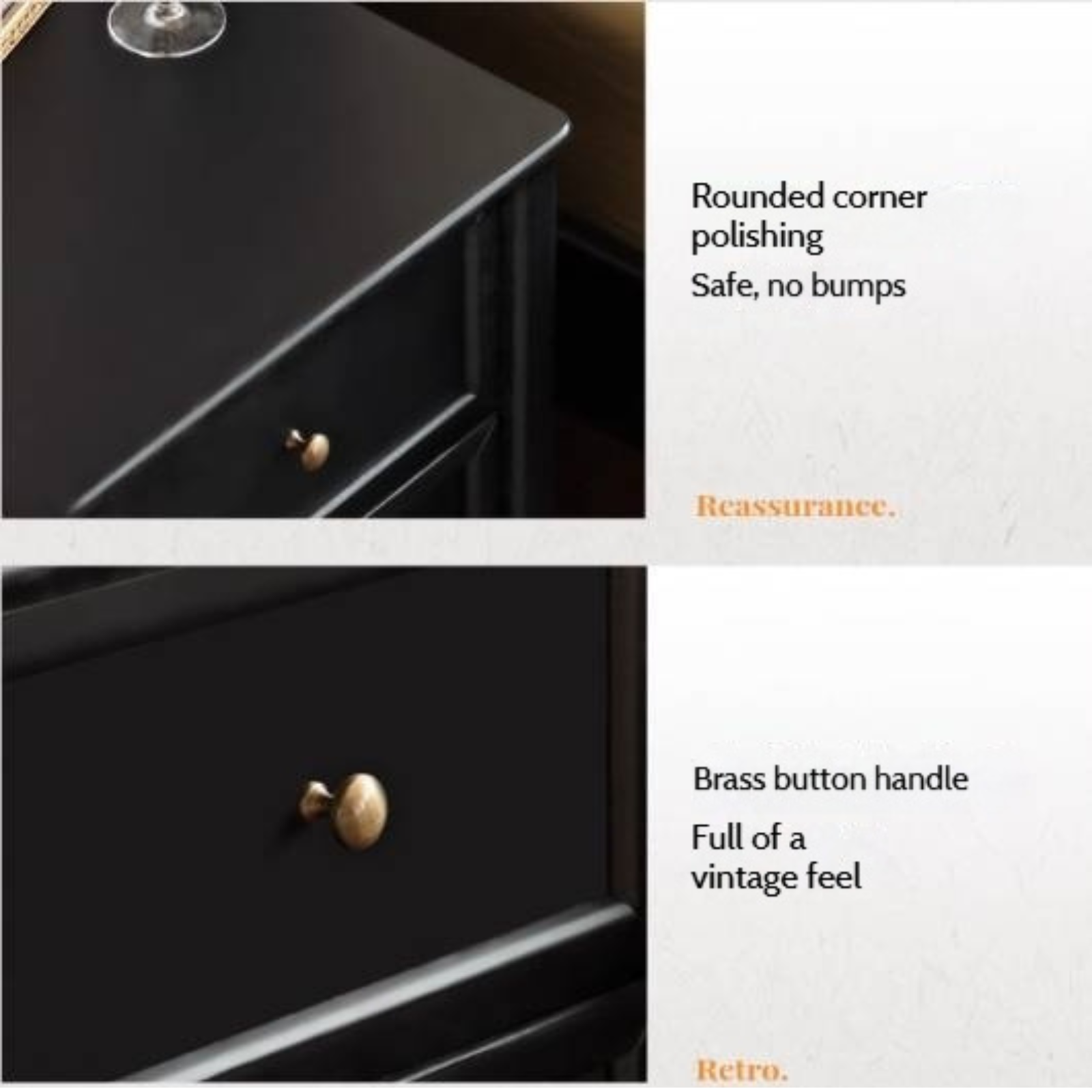 Solid Rubberwood Retro Style, American Style Nightstand