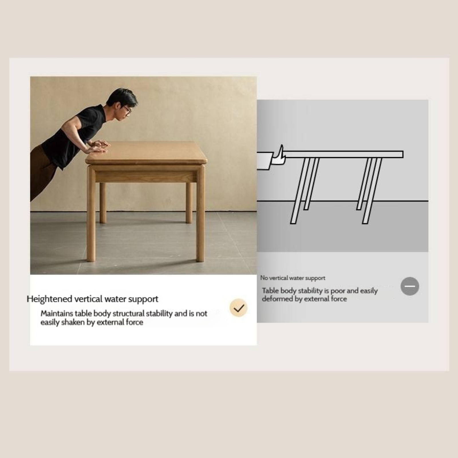 Ash Solid Wood Modern Log Style Dining Table