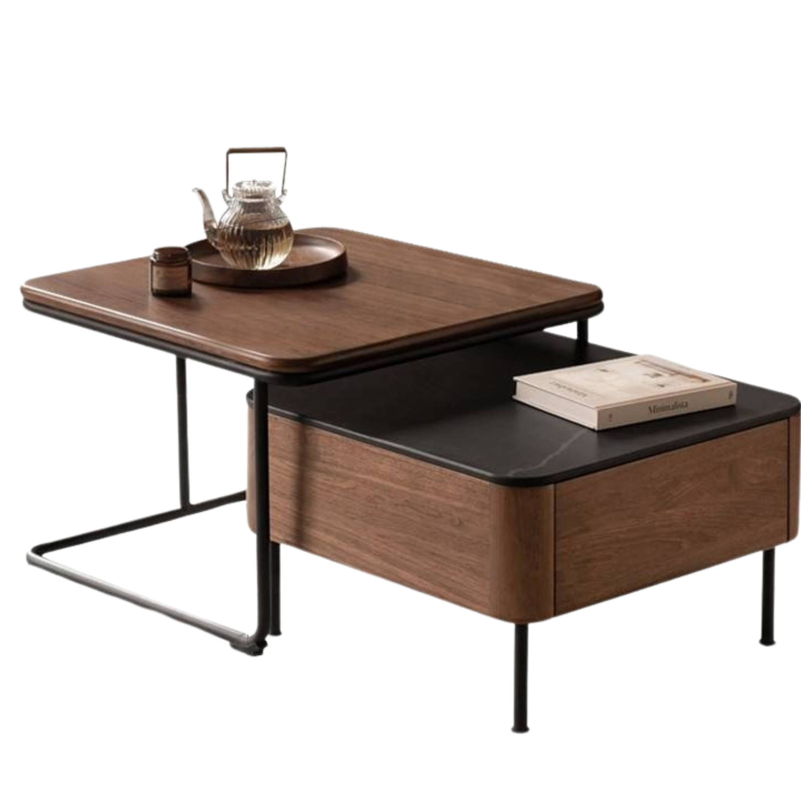 Sandalwood Solid Wood Italian Light Luxury Rock Plate Coffee Table