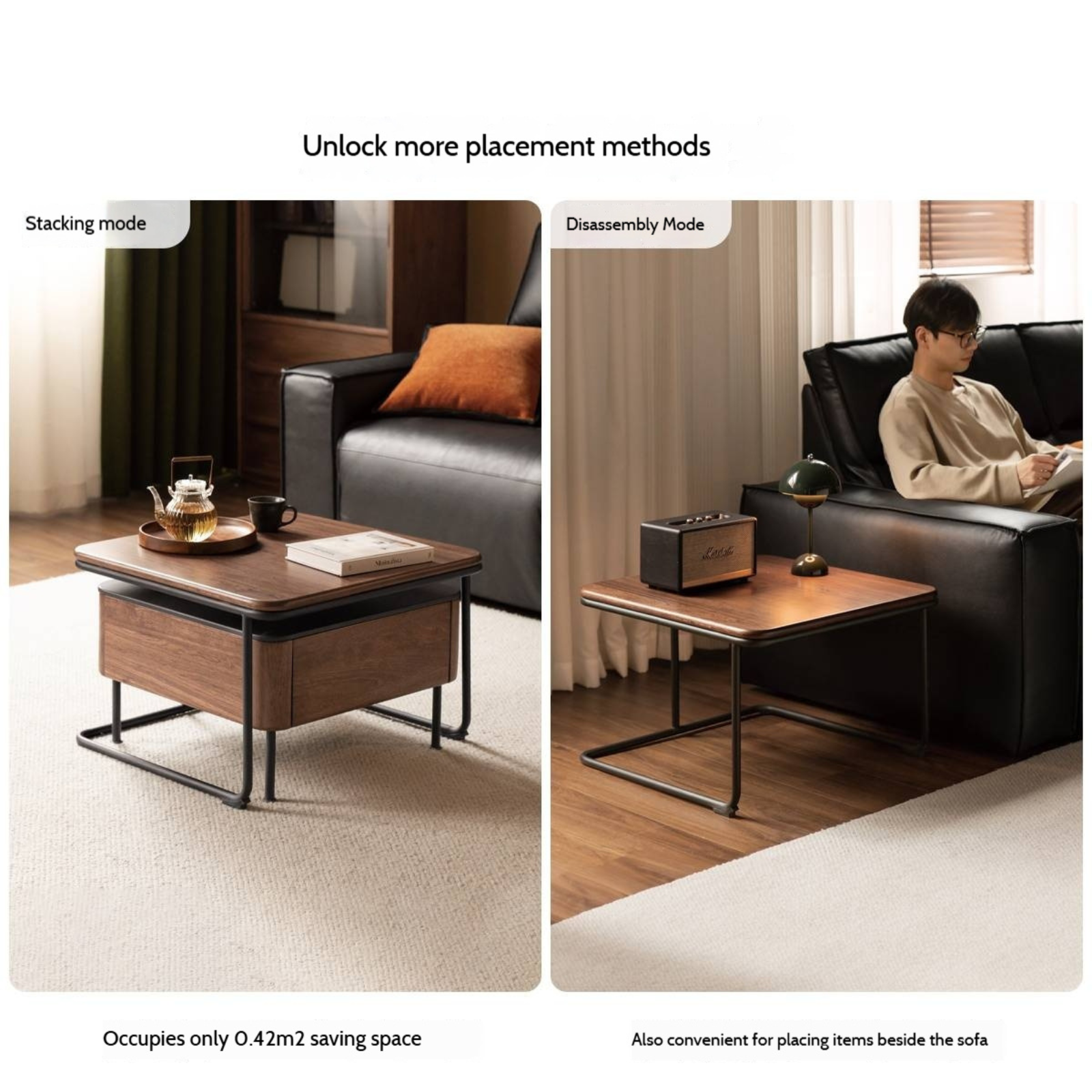 Sandalwood Solid Wood Italian Light Luxury Rock Plate Tea Table