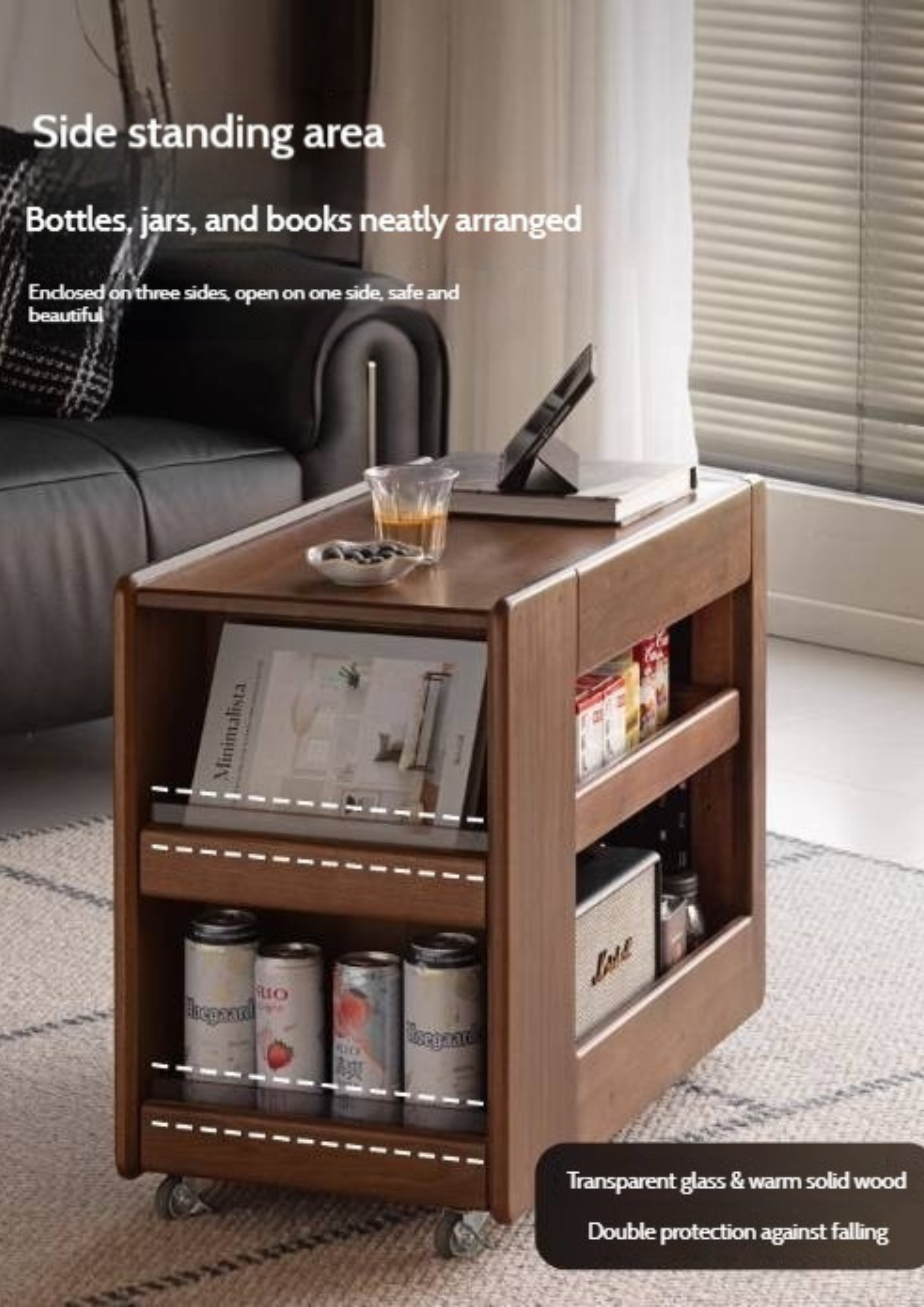 Black Walnut, Oak Solid Wood Luxury Corner Side Table