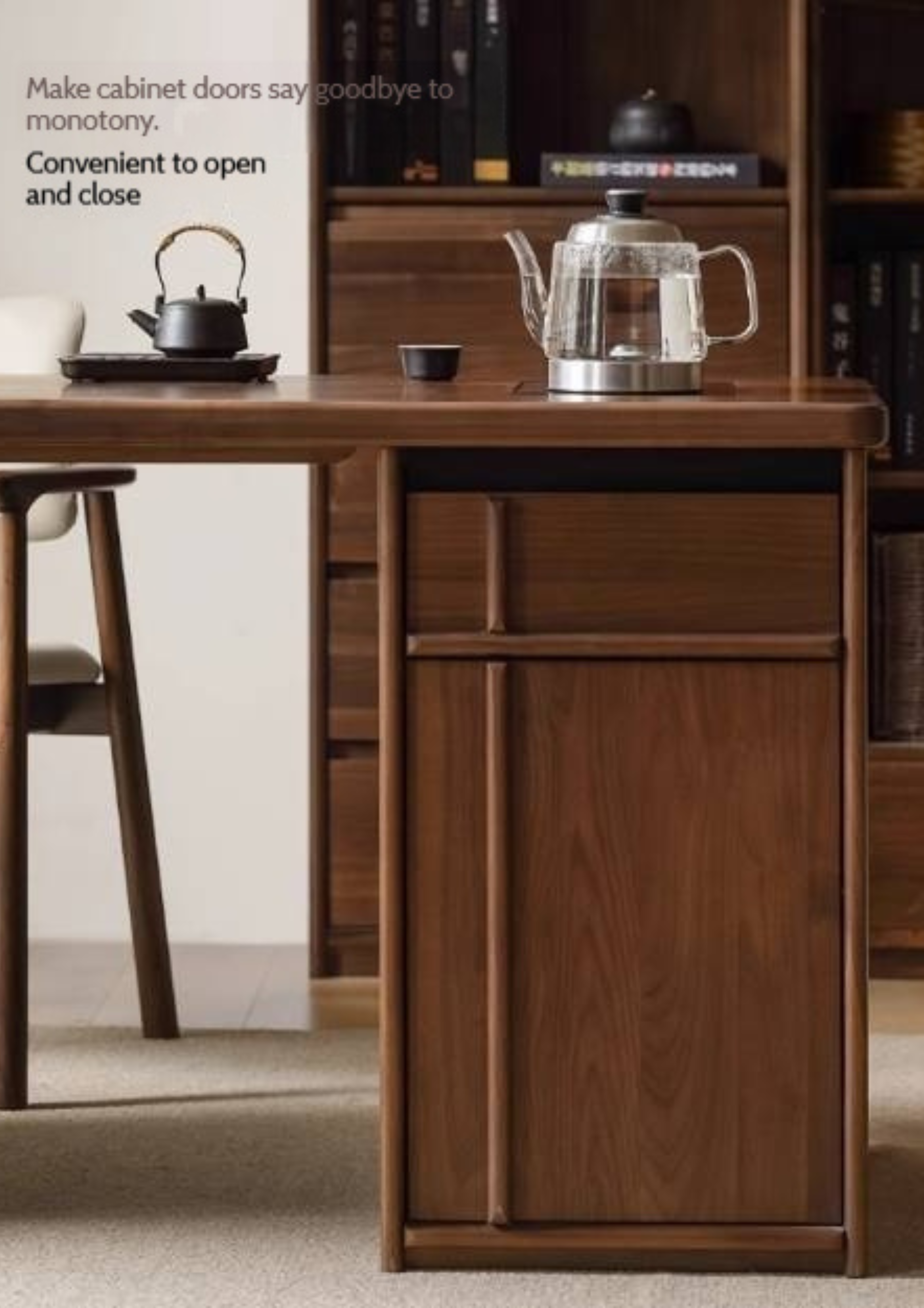 Black Walnut Solid Wood Rectangular Tea Table with Tea Tray