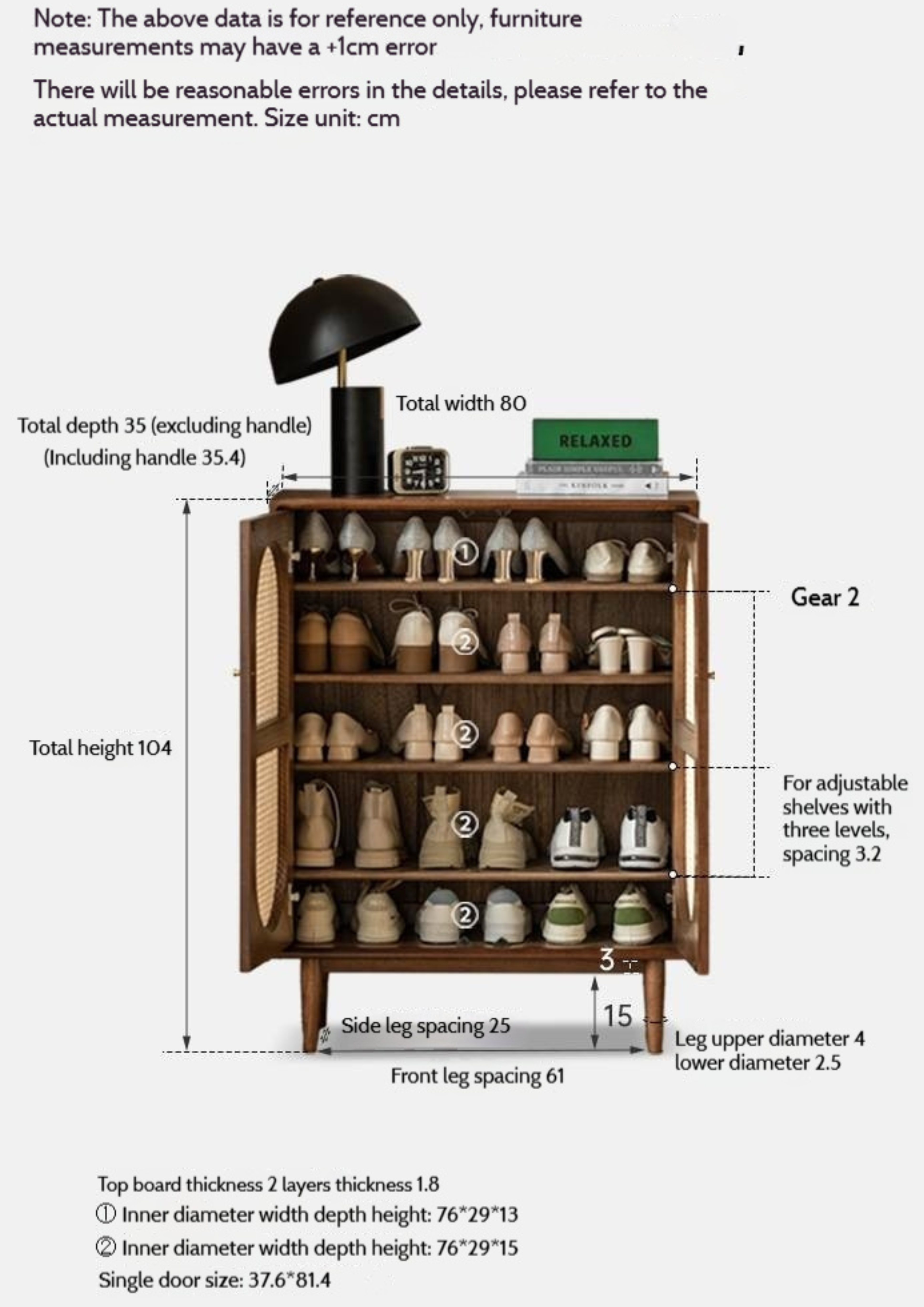 Oak Solid Wood Rattan Wall-Mounted Shoe Cabinet