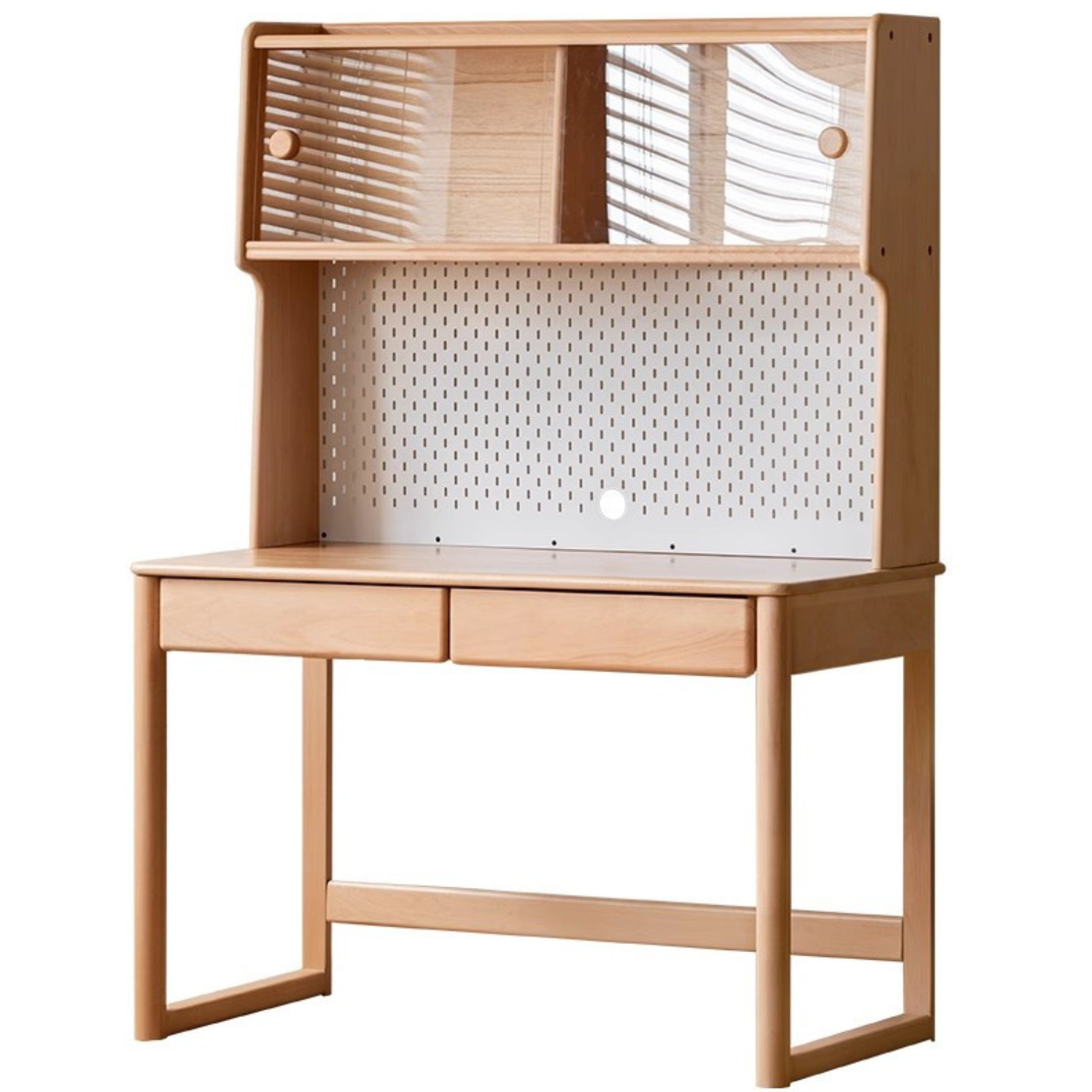 Beech Solid Wood Children's Study Desk Bookshelf Integrated