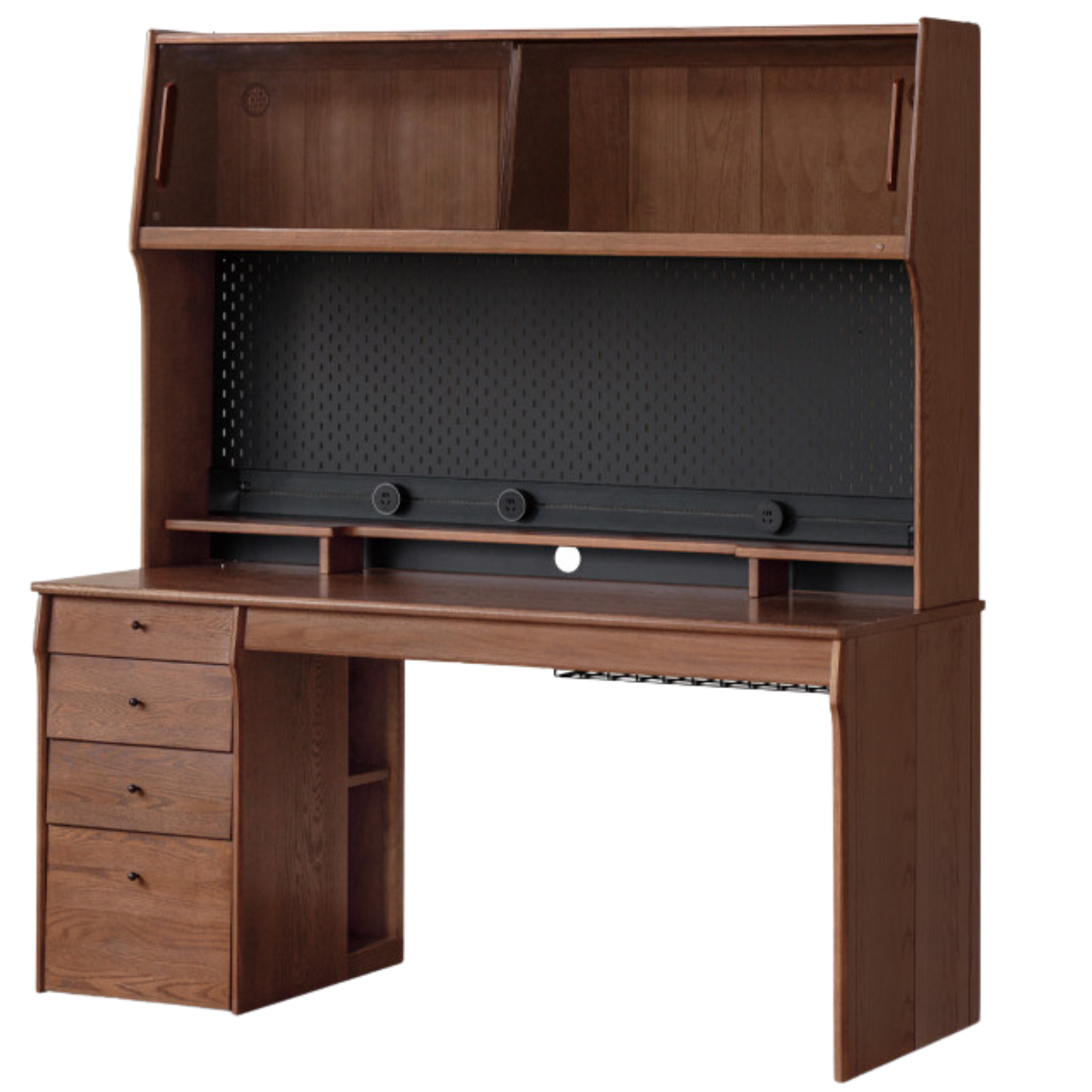 Oak Solid Wood Computer Desk With Shelf