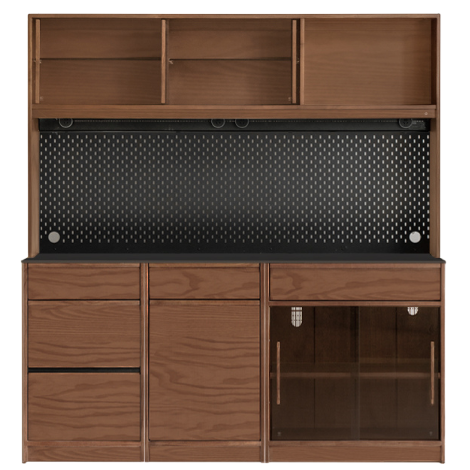 Black Walnut, Ash Solid Wood Light Luxury Style Rock Board Sideboard