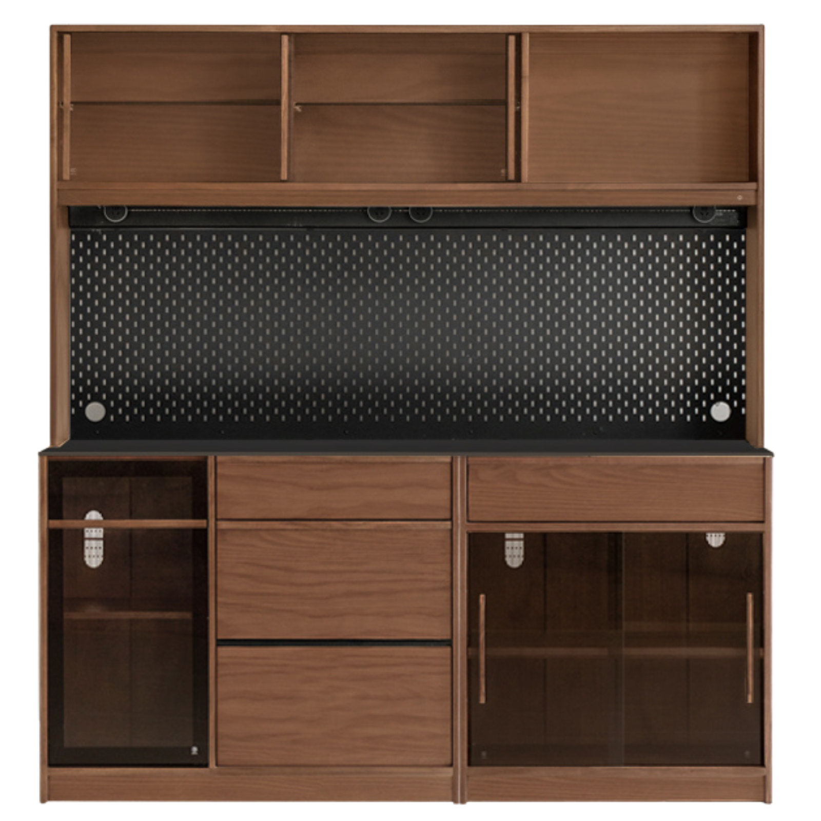 Black Walnut, Ash Solid Wood Light Luxury Style Rock Board Sideboard