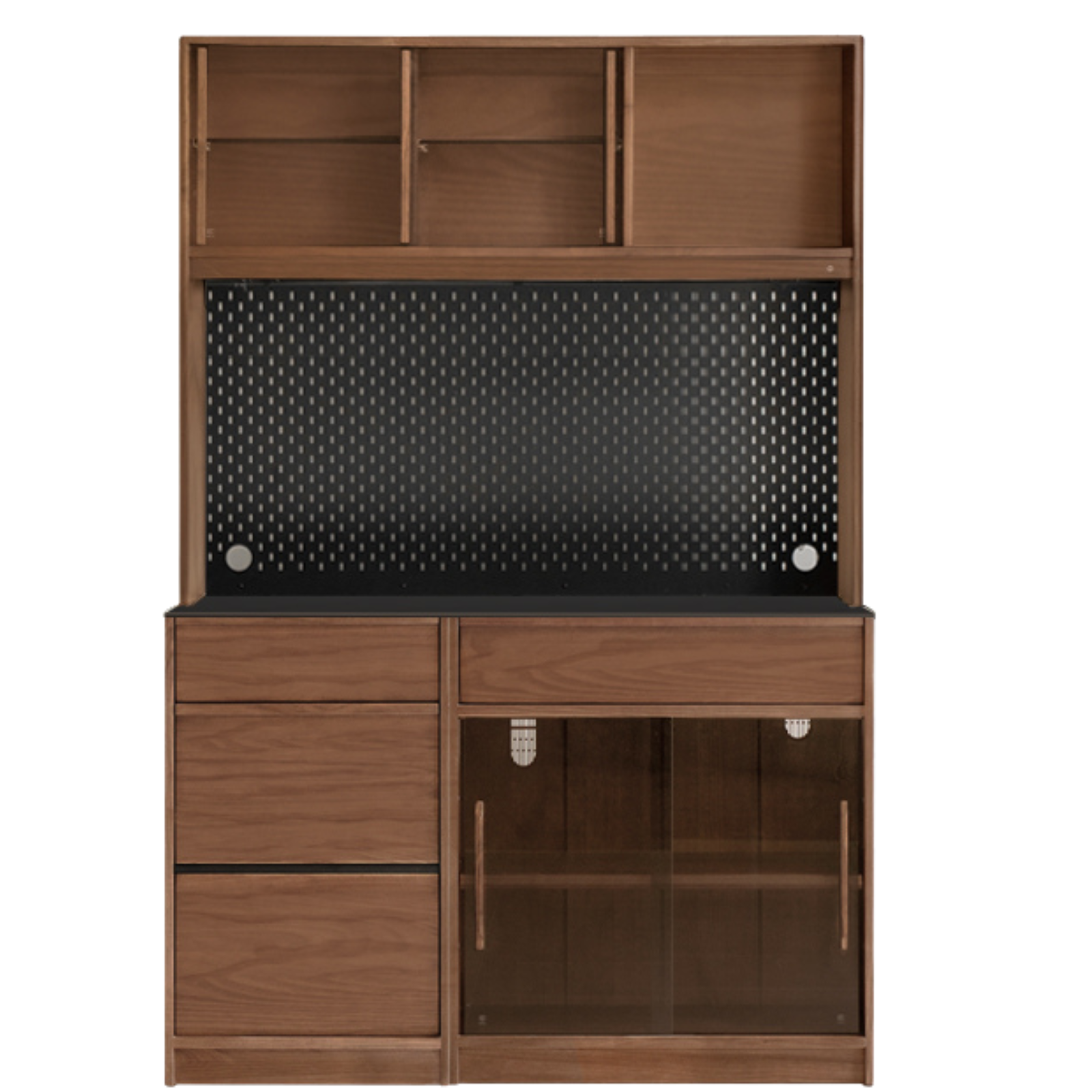 Black Walnut, Ash Solid Wood Light Luxury Style Rock Board Sideboard