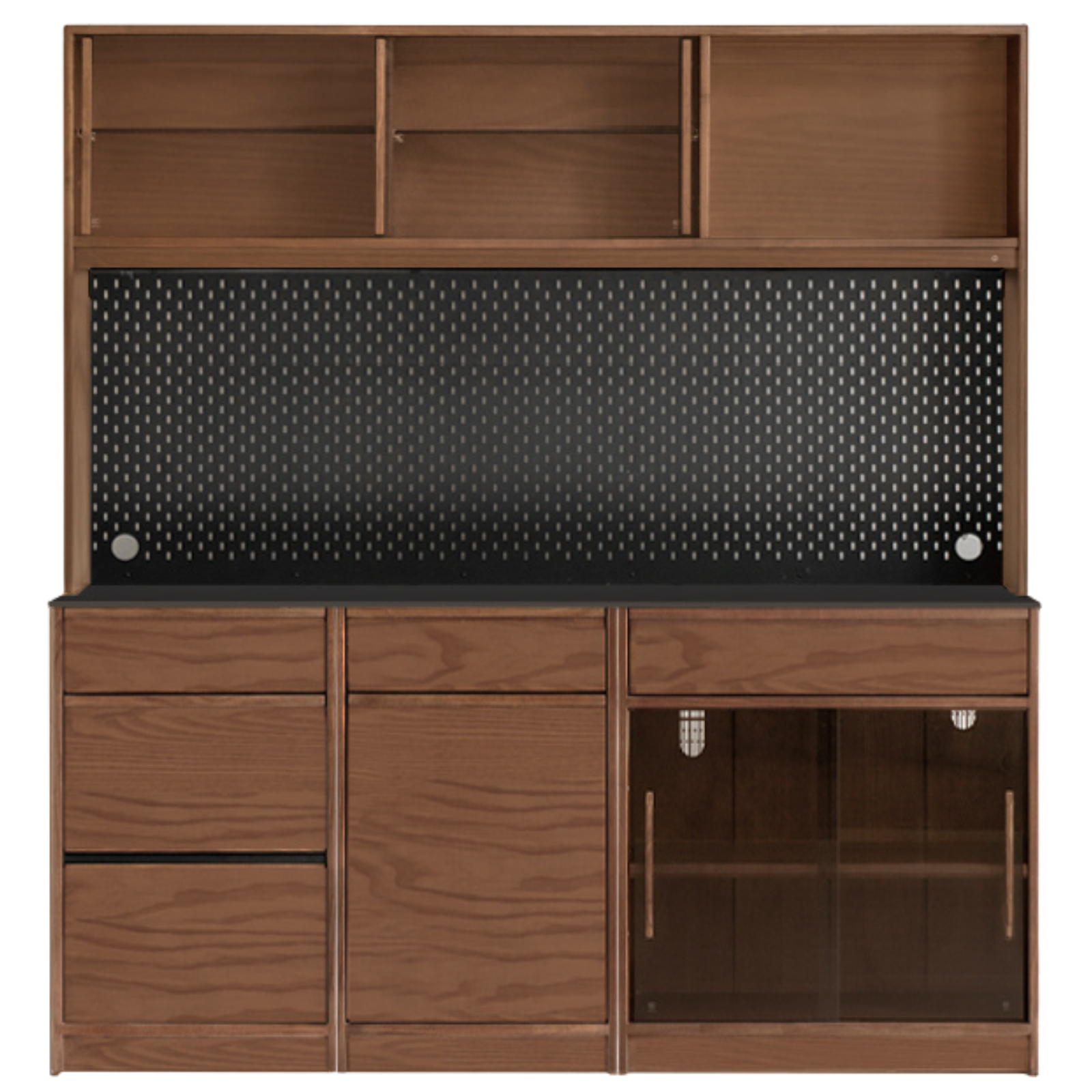 Black Walnut, Ash Solid Wood Light Luxury Style Rock Board Sideboard