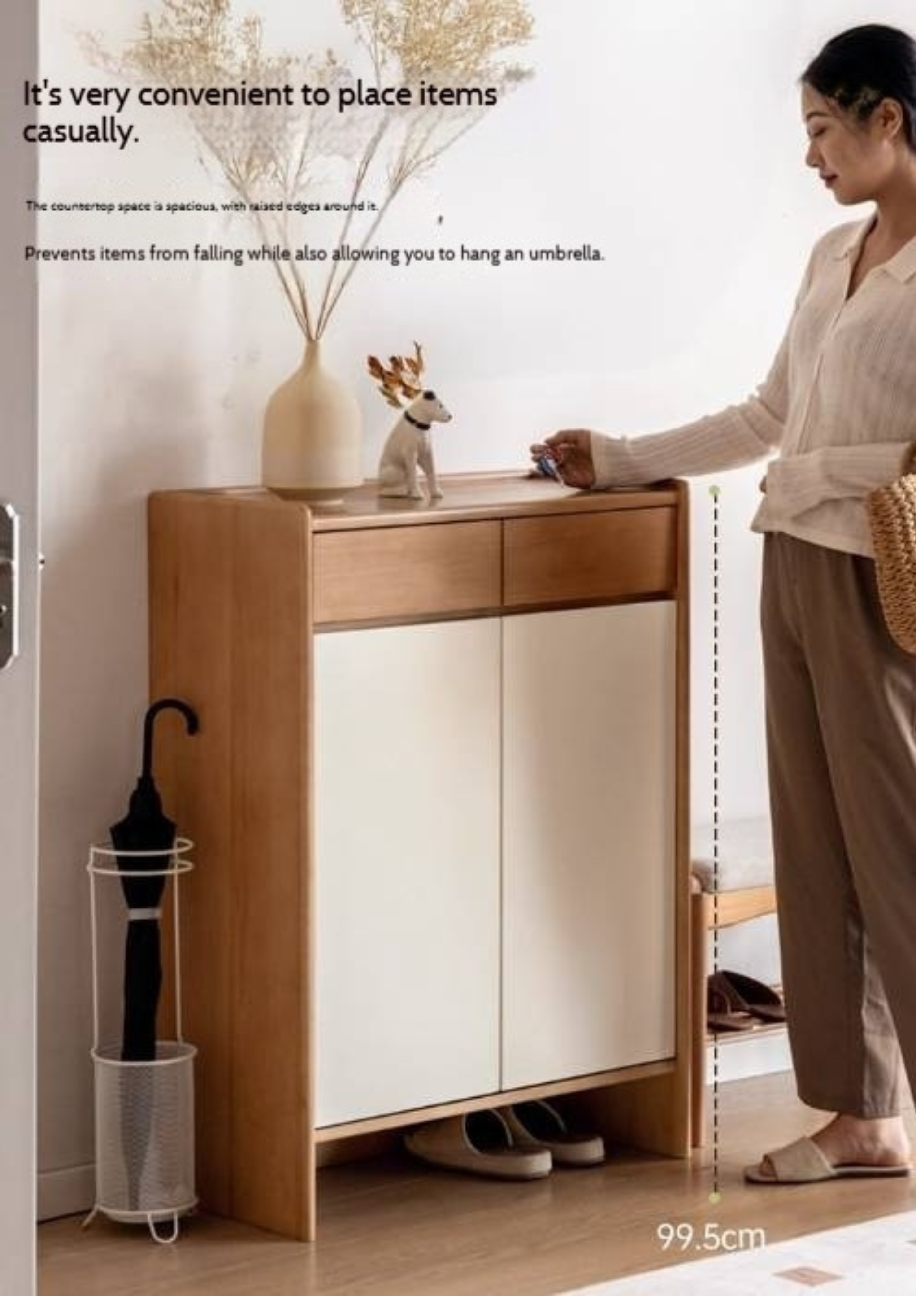 Poplar Solid Wood Shoe Cabinet