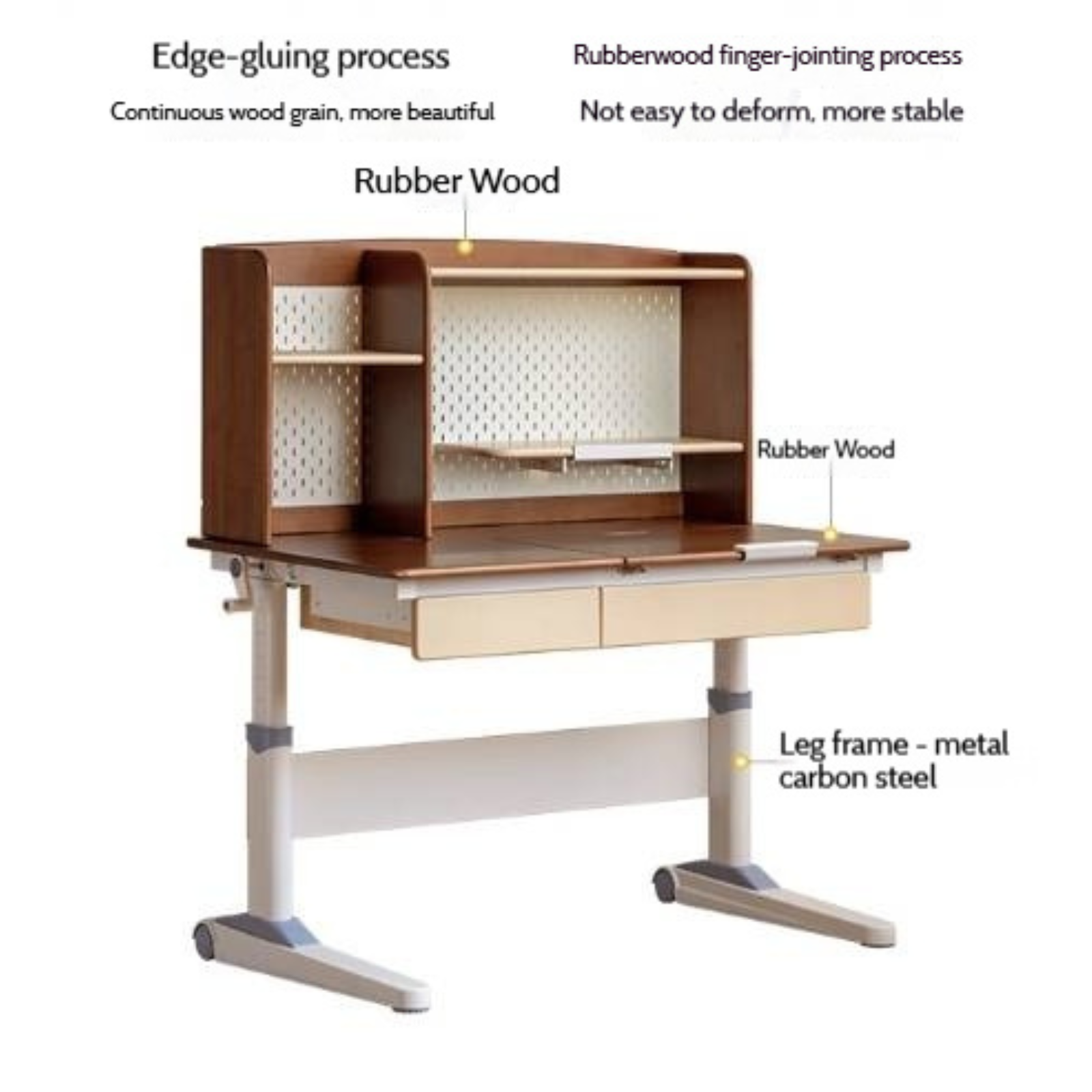 Solid Rubberwood Retro Style Children's Study Desk