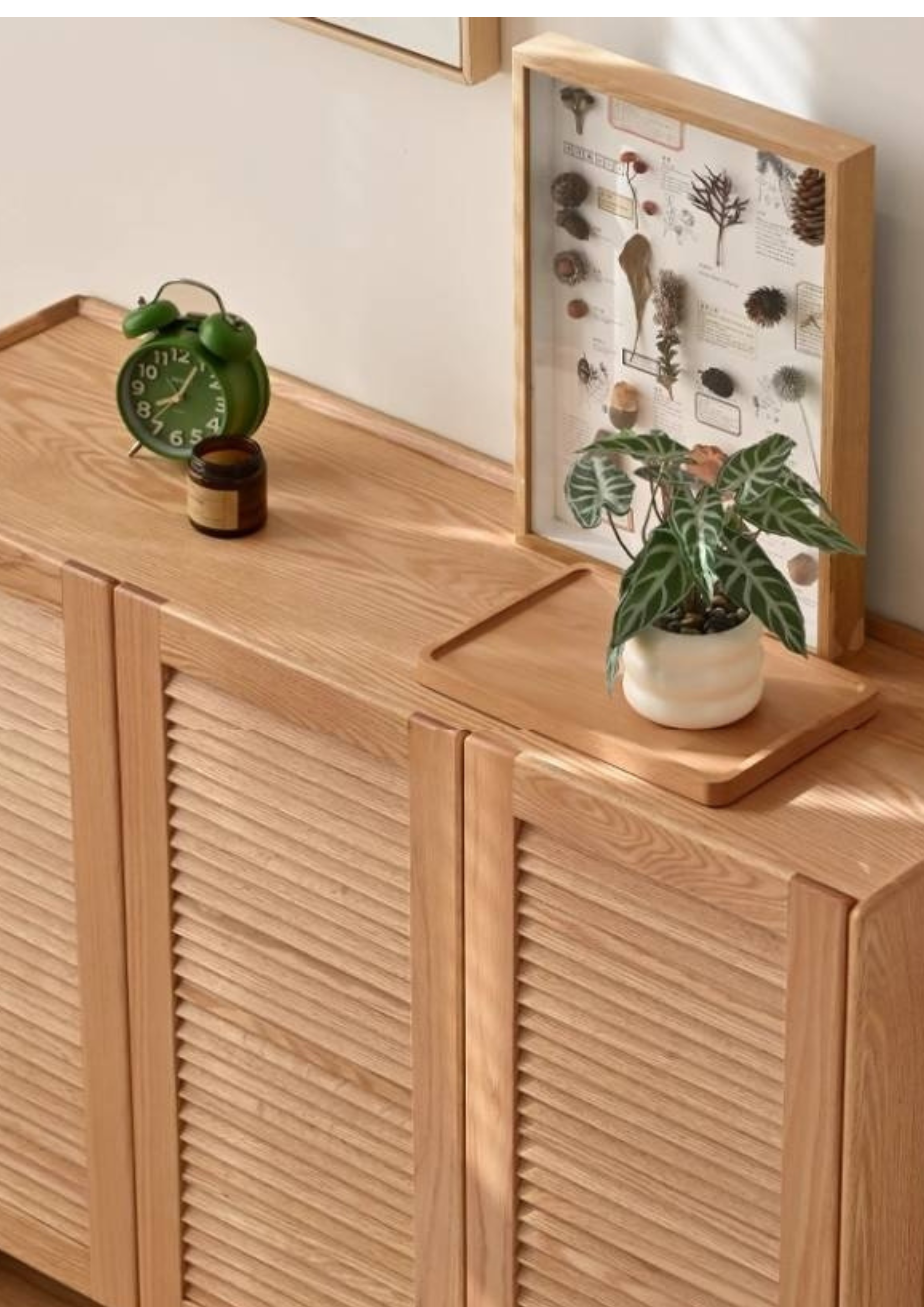 Oak, Solid Rubber Wood Modern Shoe Cabinet
