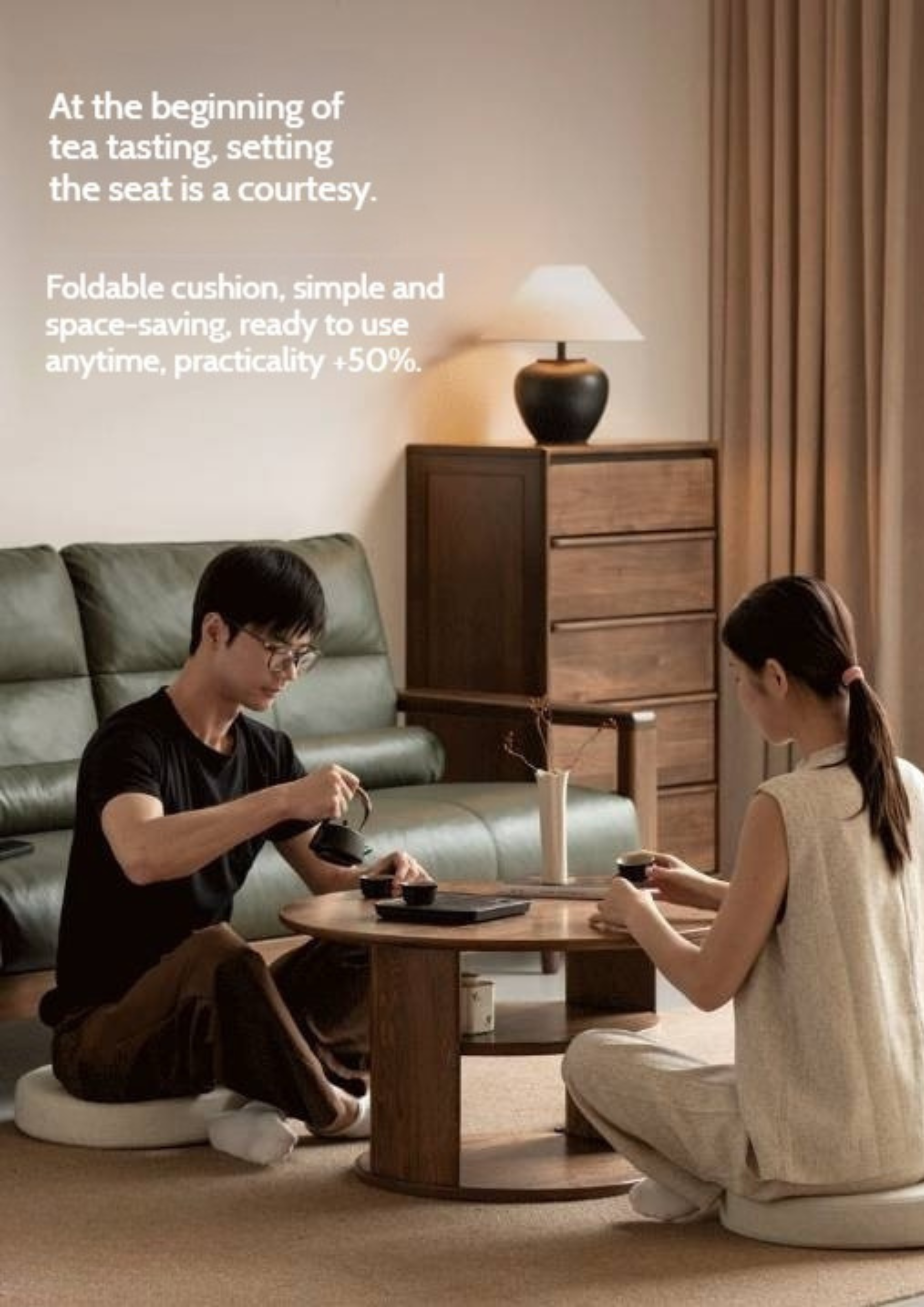 Ash Solid Wood Dual Use Round Coffee Table