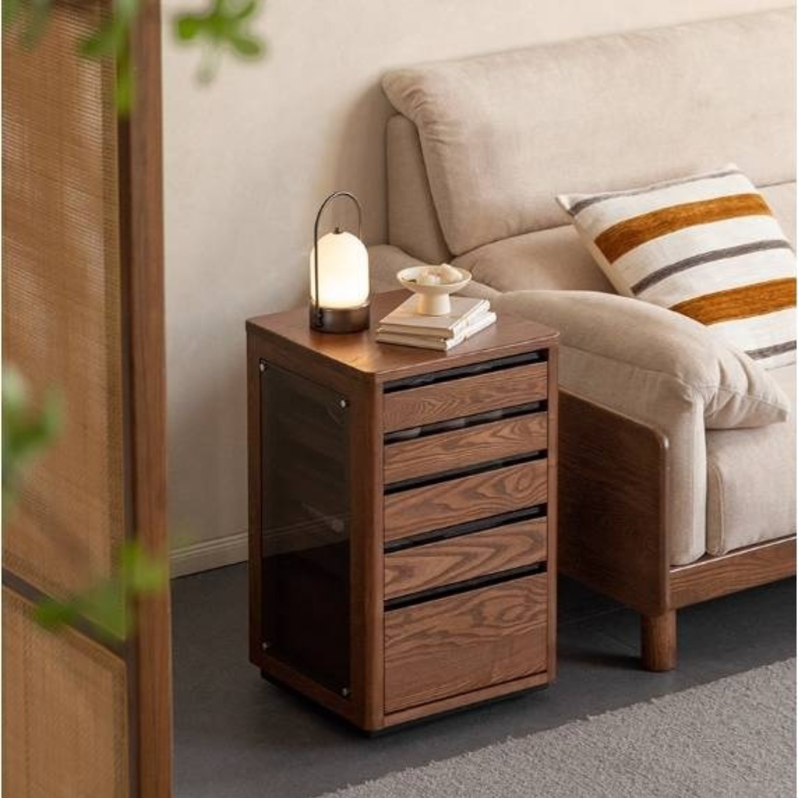 Ash Solid Wood Mobile Kettle Integrated Tea Cabinet