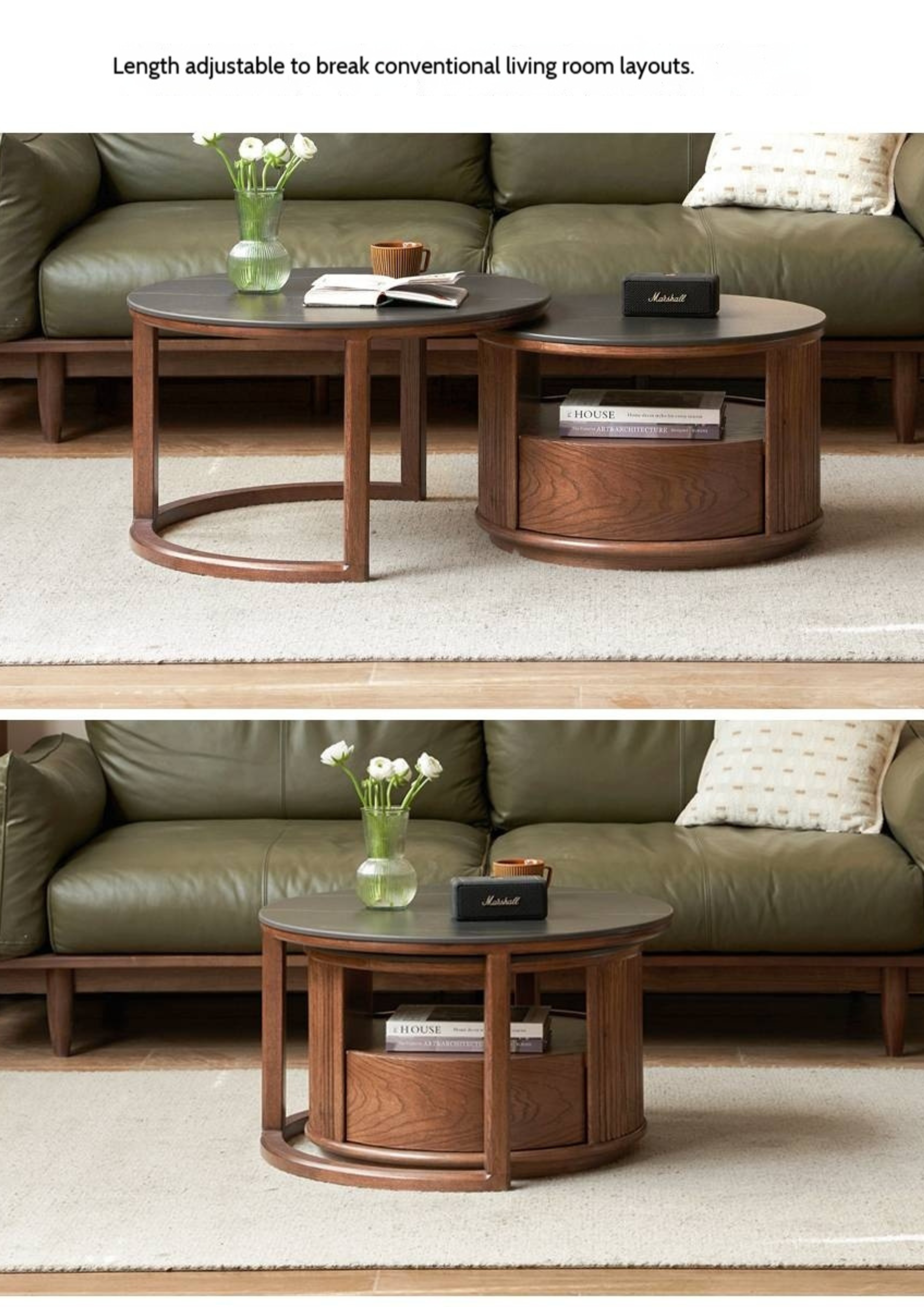 Oak Solid Wood Italian Light Luxury Rock Plate Coffee Table