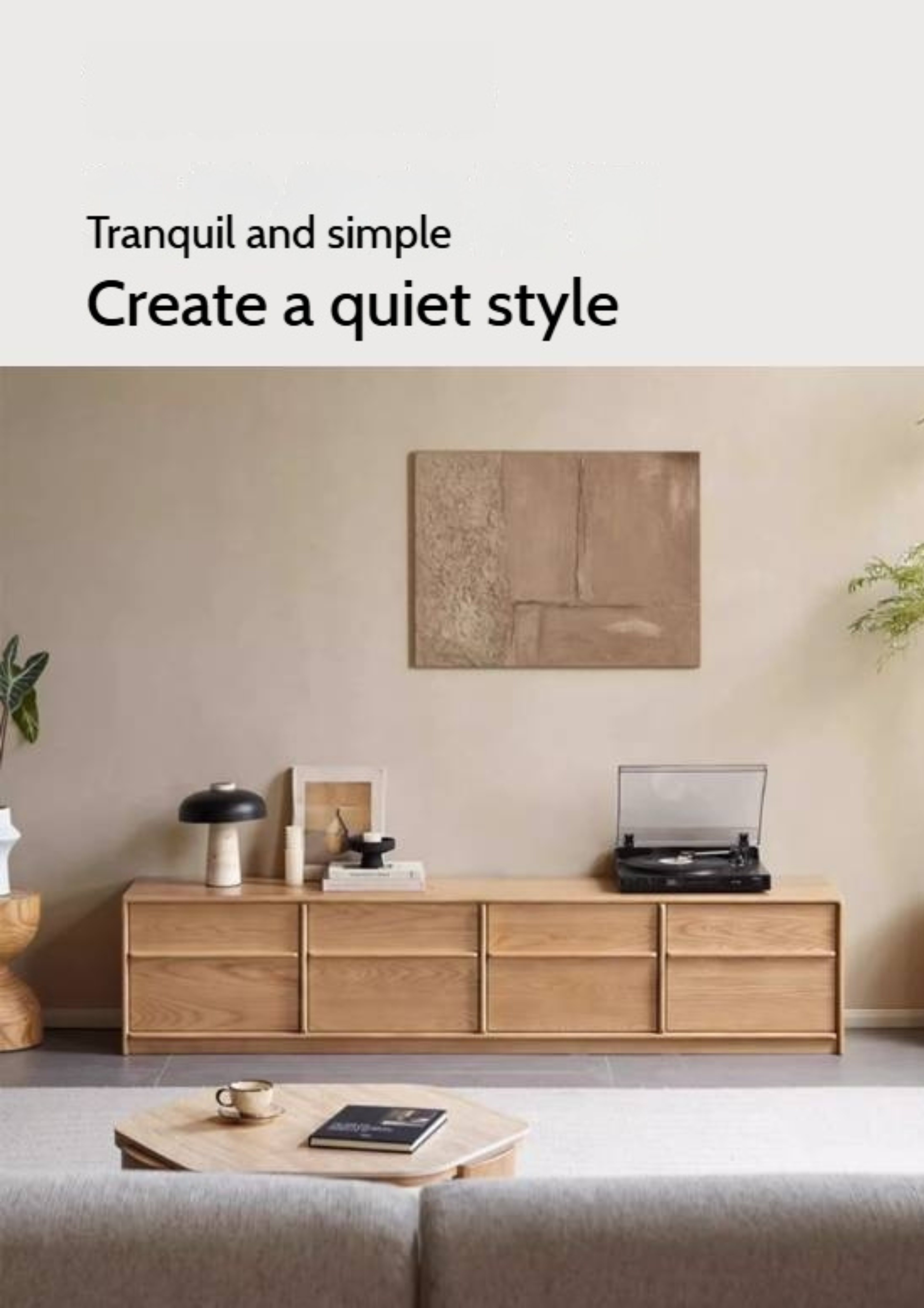 Ash Solid Wood Wabi-Sabi Style TV Cabinet