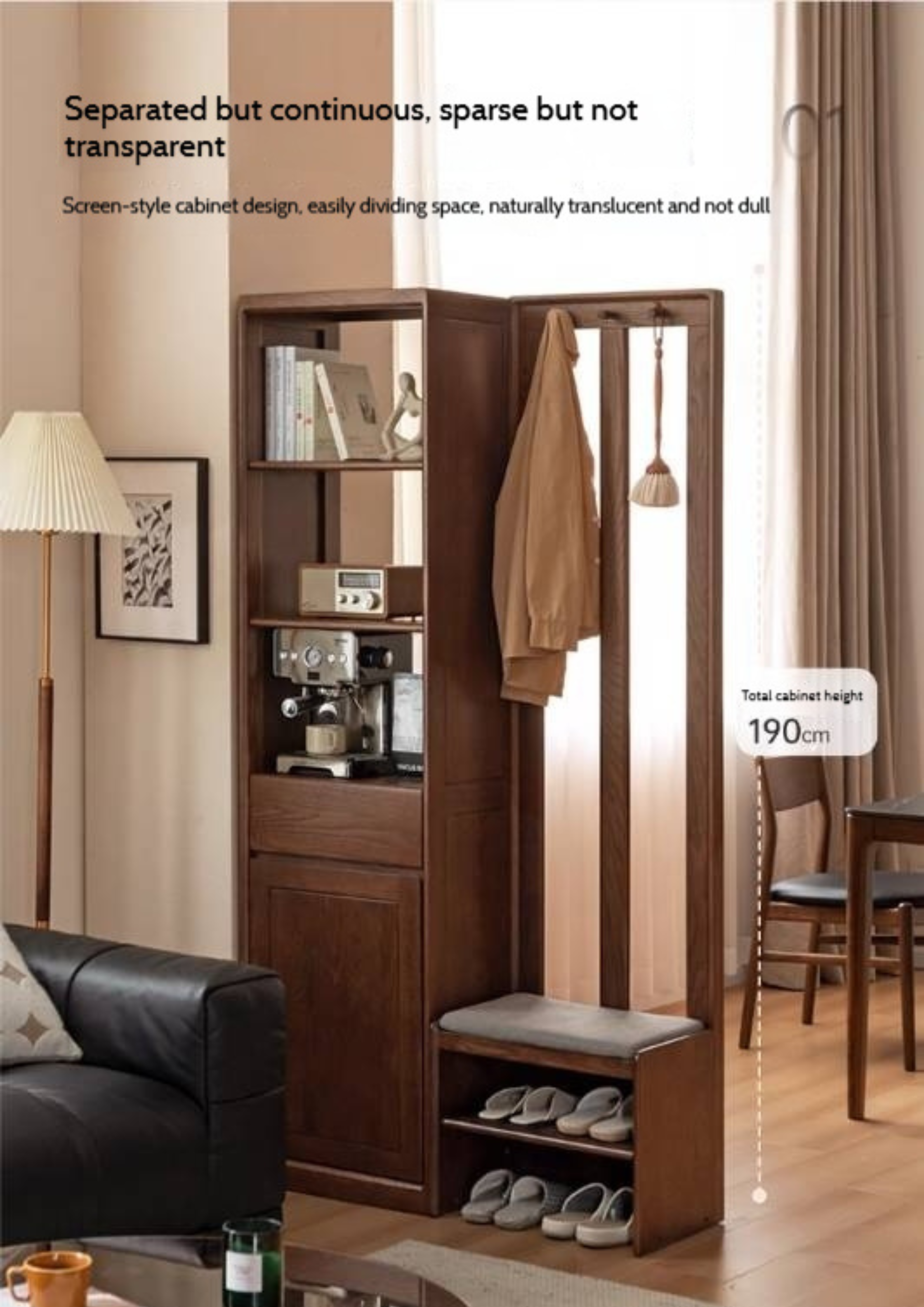 Oak Solid Wood Porch Cabinet Shoe Cabinet Integrated