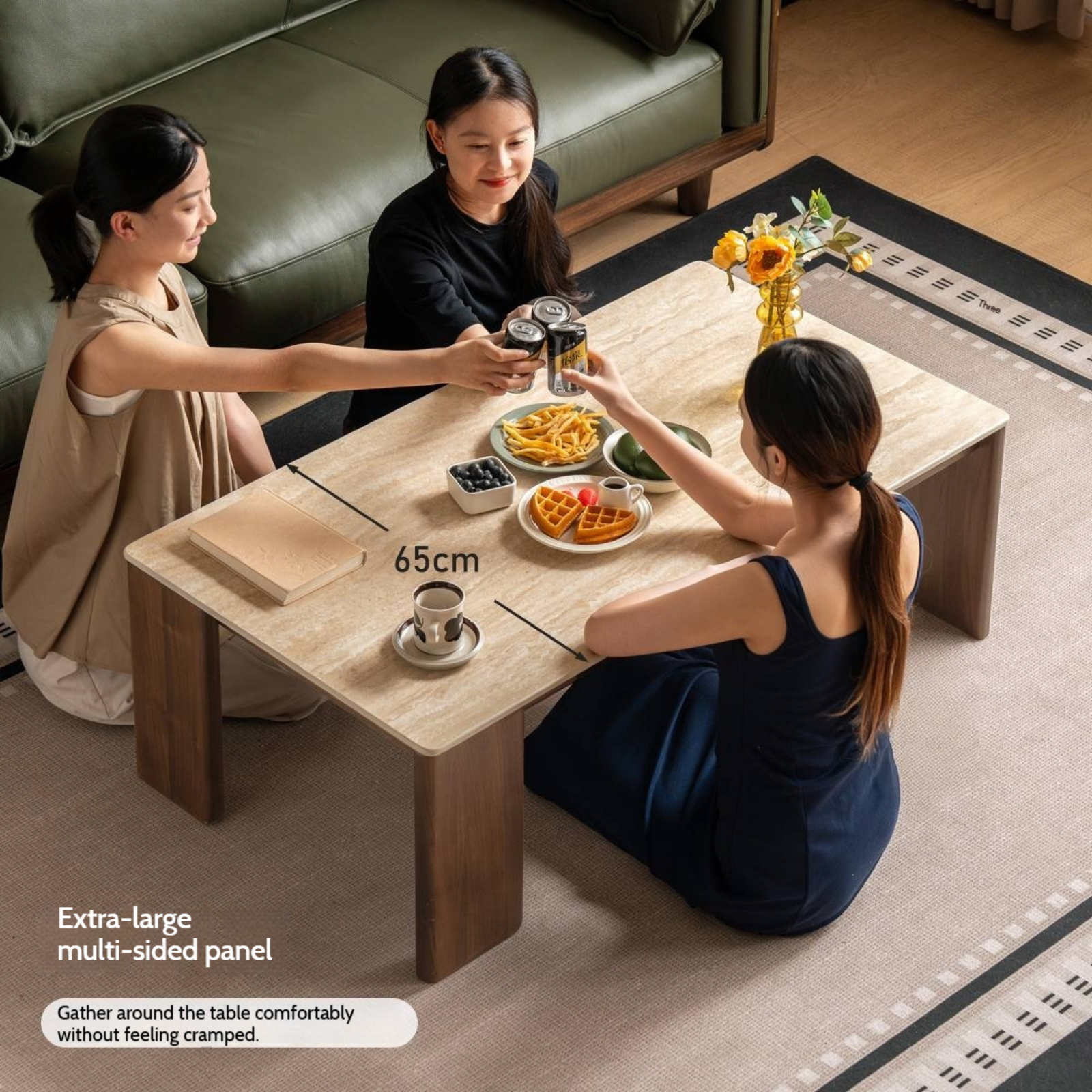 Black Walnut Solid Wood Rectangular Coffee Table