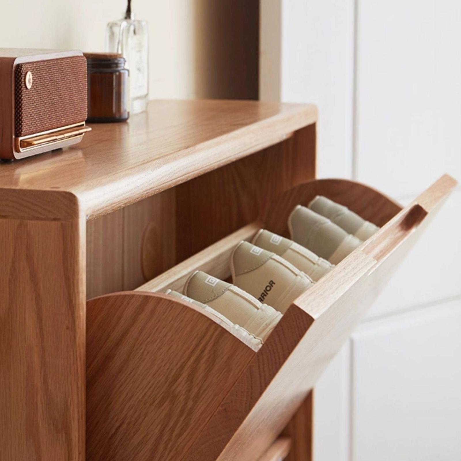 Oak, Poplar Solid Wood Ultra Thin Shoe Cabinet