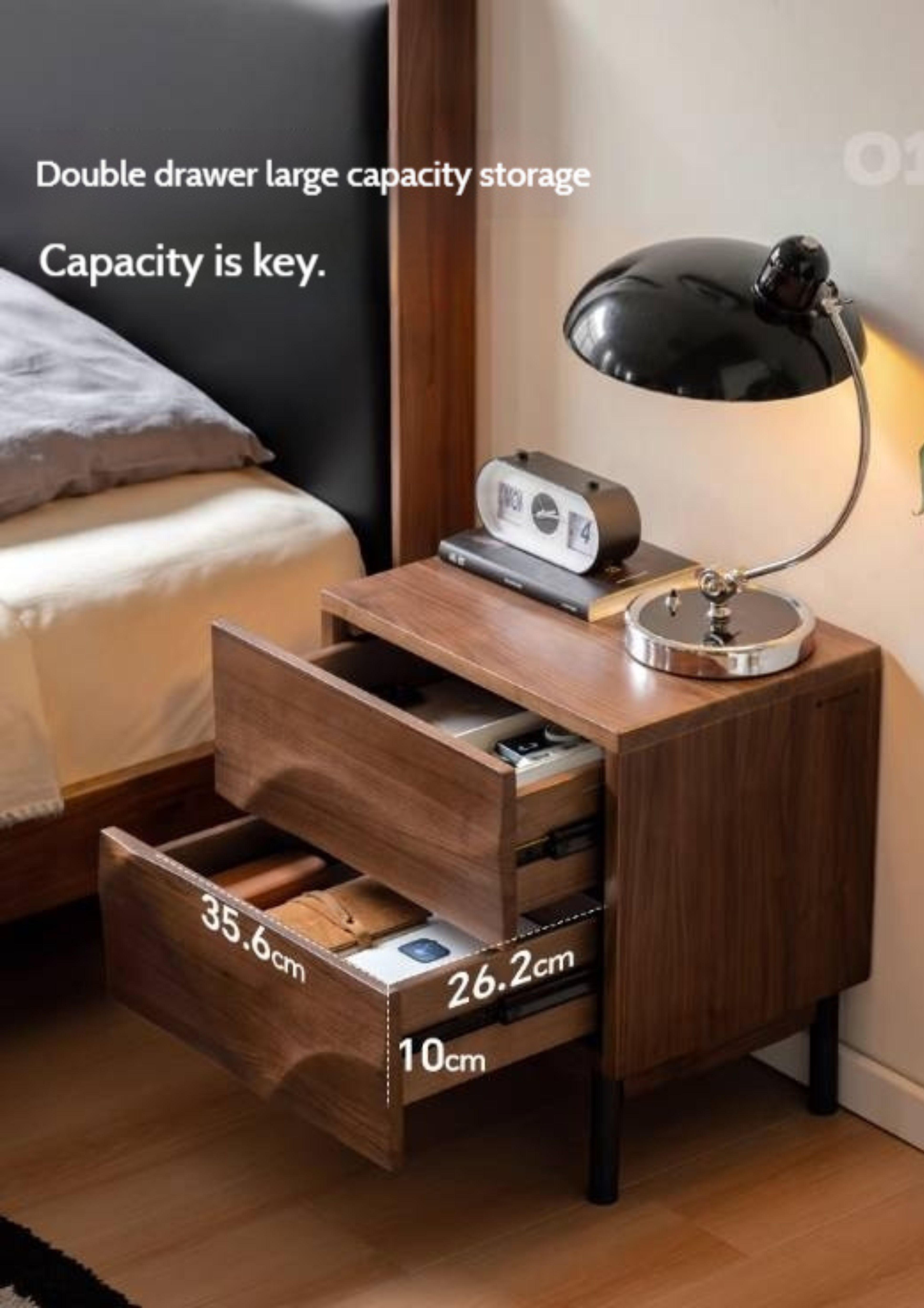 Black Walnut Solid Wood Luxury Nightstands