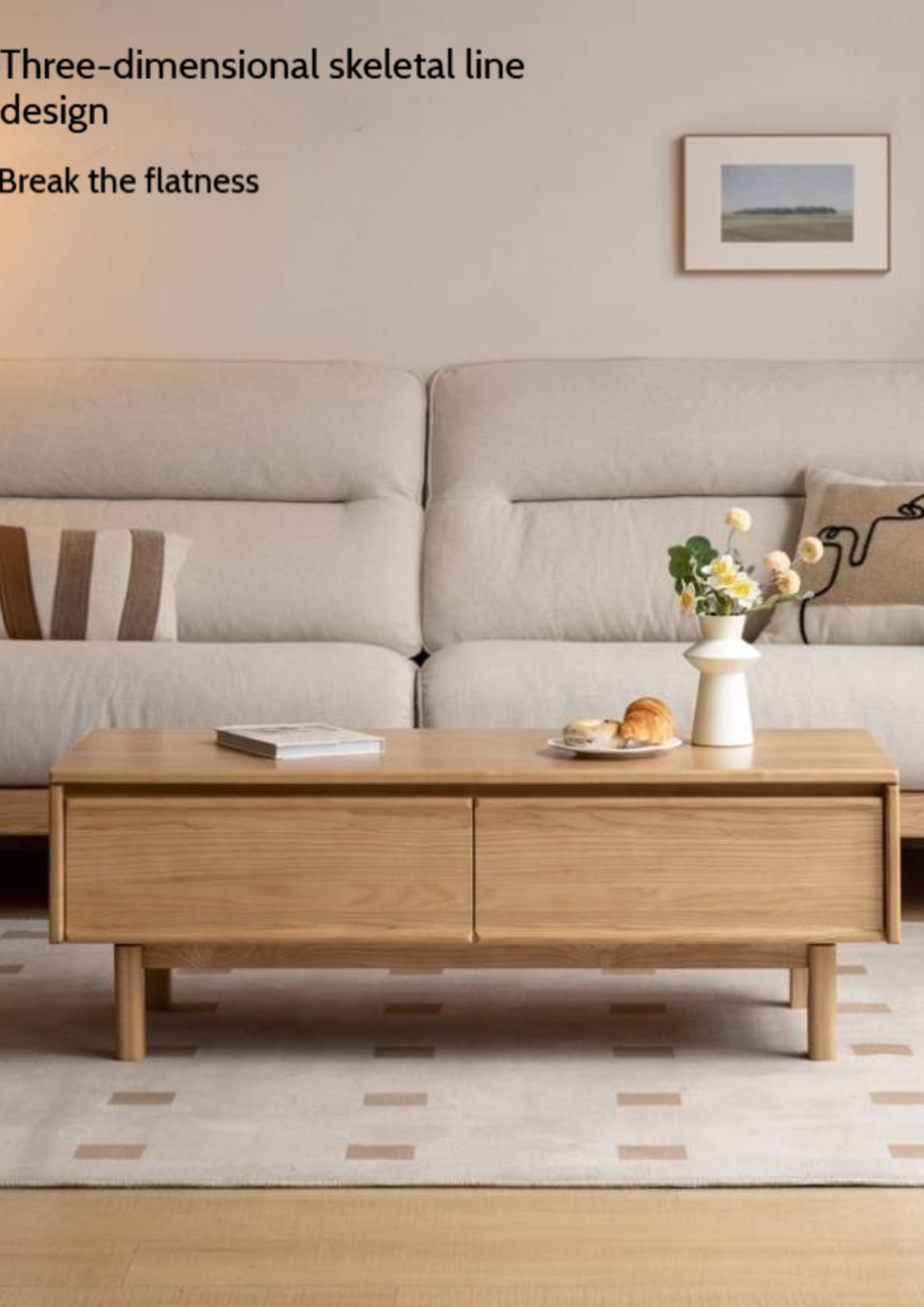 Oak, Ash Solid Wood Dual-Purpose Modern Tea Table