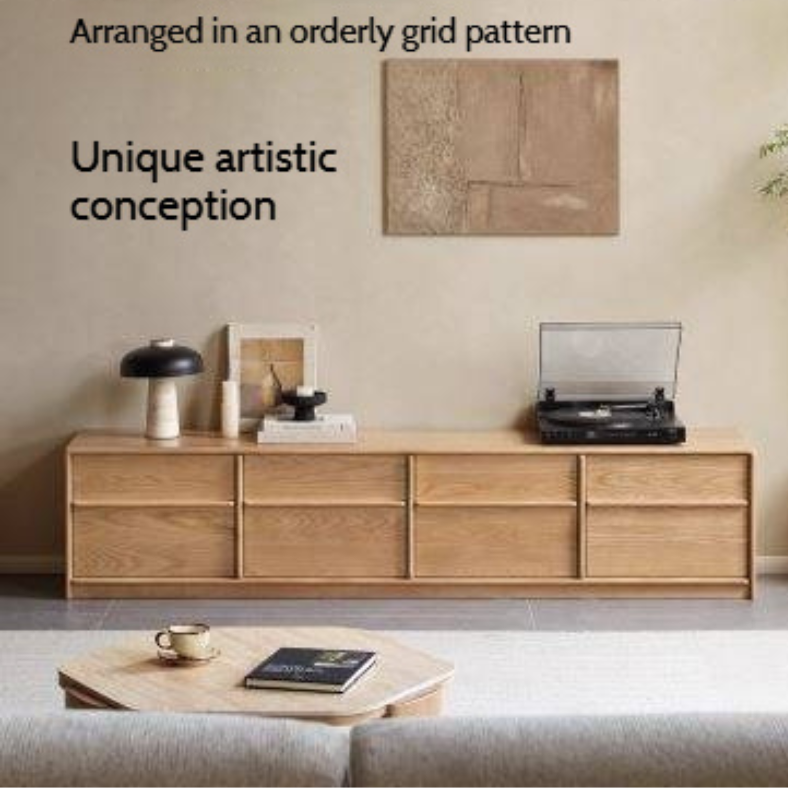 Ash Solid Wood Wabi-Sabi Style TV Cabinet
