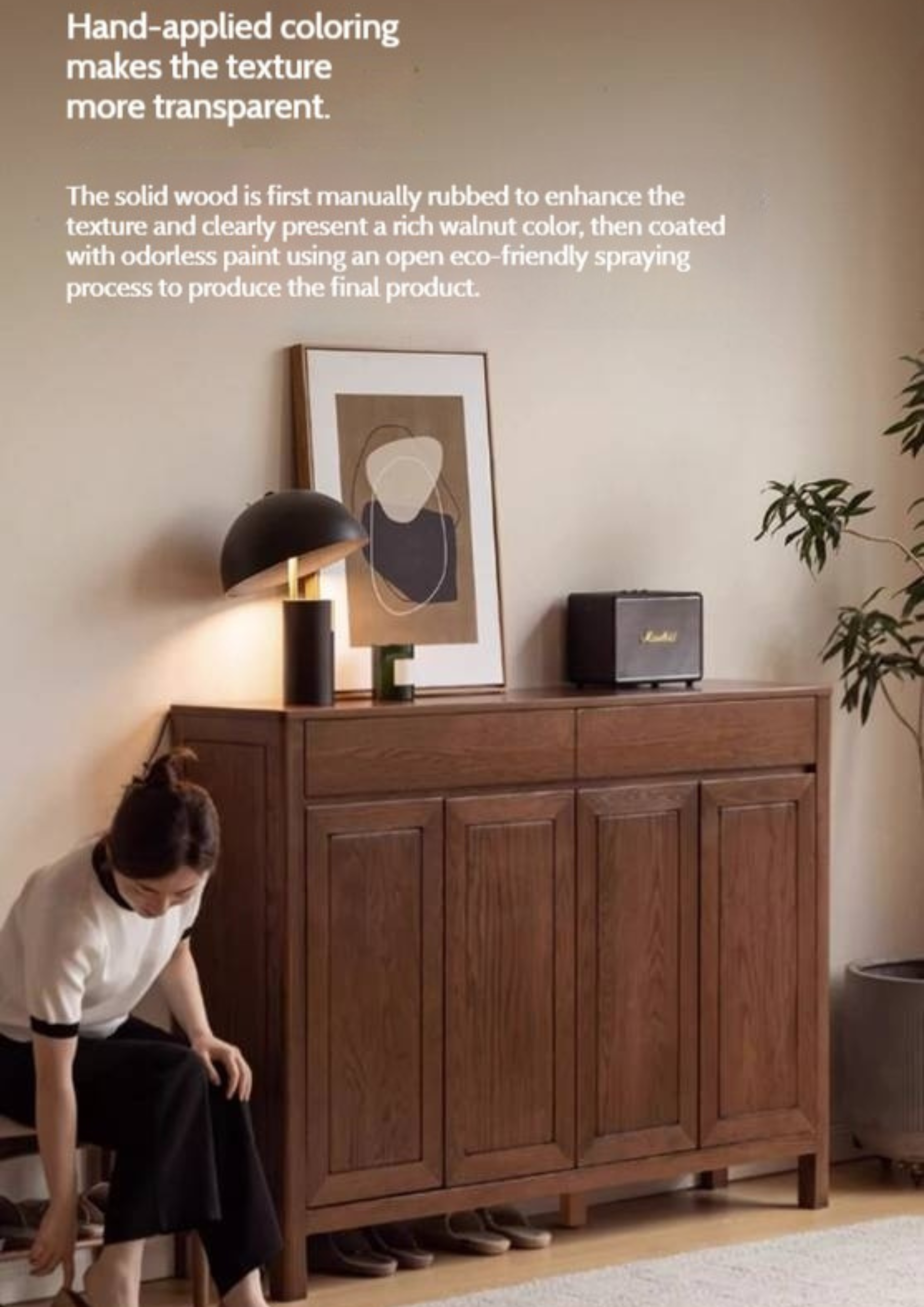 Ash Solid Wood Large Capacity Shoe Cabinet