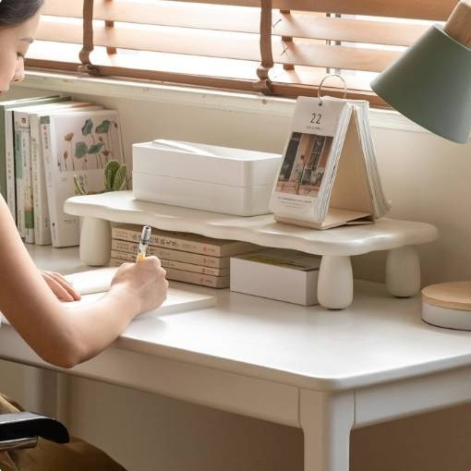 Tulipwood Solid Wood Computer Desktop, Storage Rack