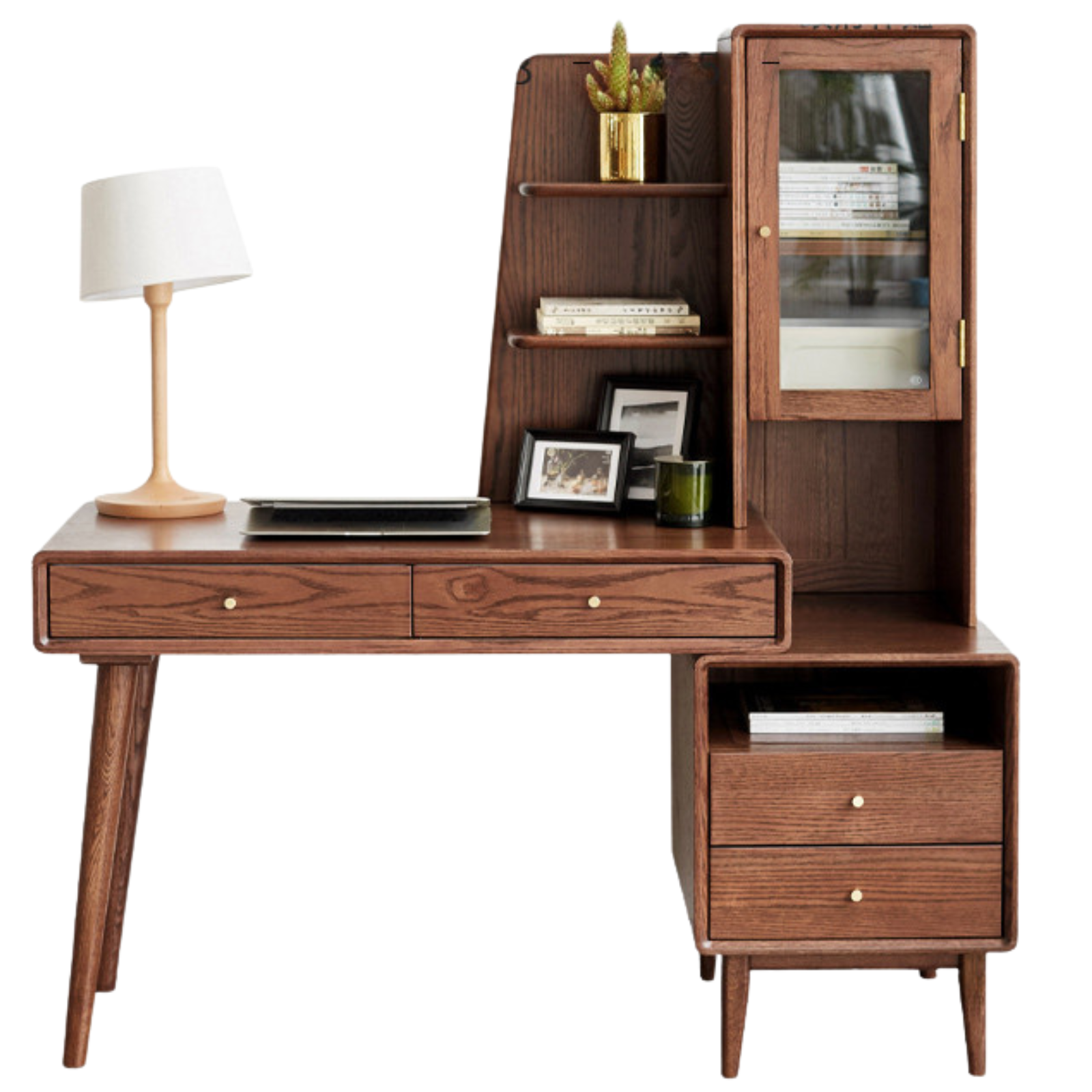 Oak Solid Wood Extendable Computer Desk