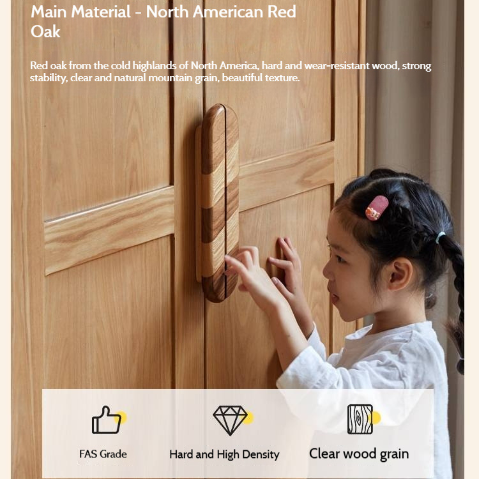 Oak Solid Wood Original Wood Style Children's Wardrobe