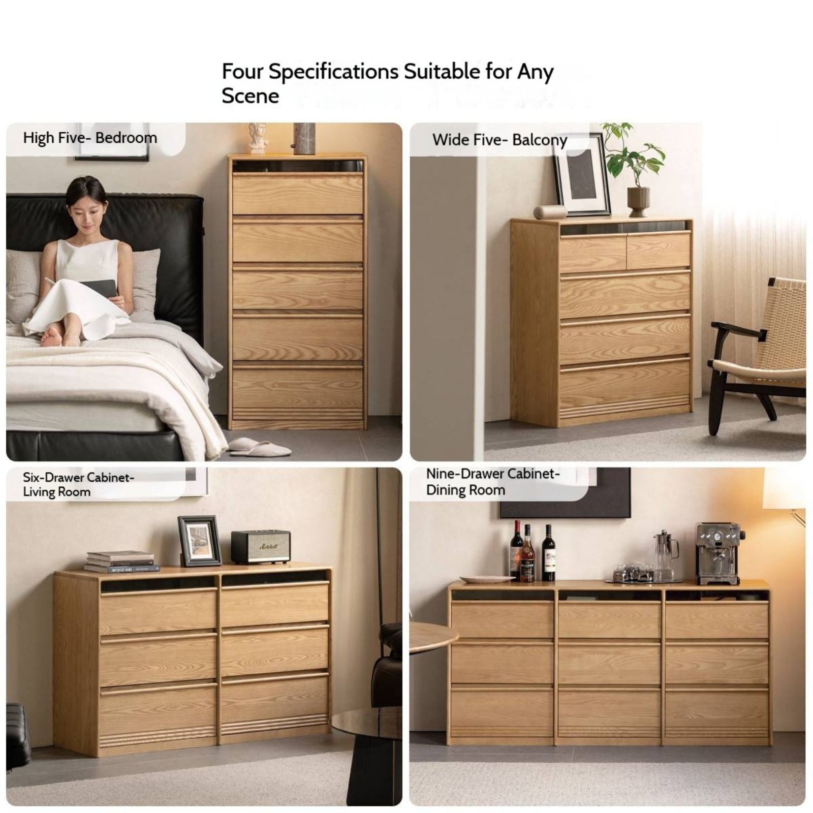 Ash Solid Wood Modern Chest of Drawers