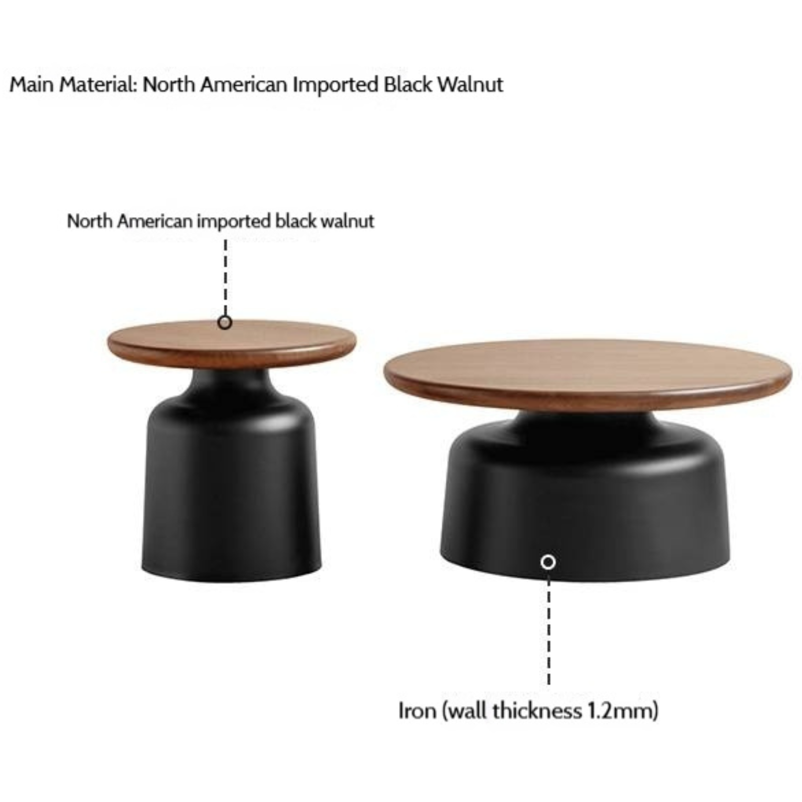 Black Walnut Solid Wood Italian Light Luxury Tea Table