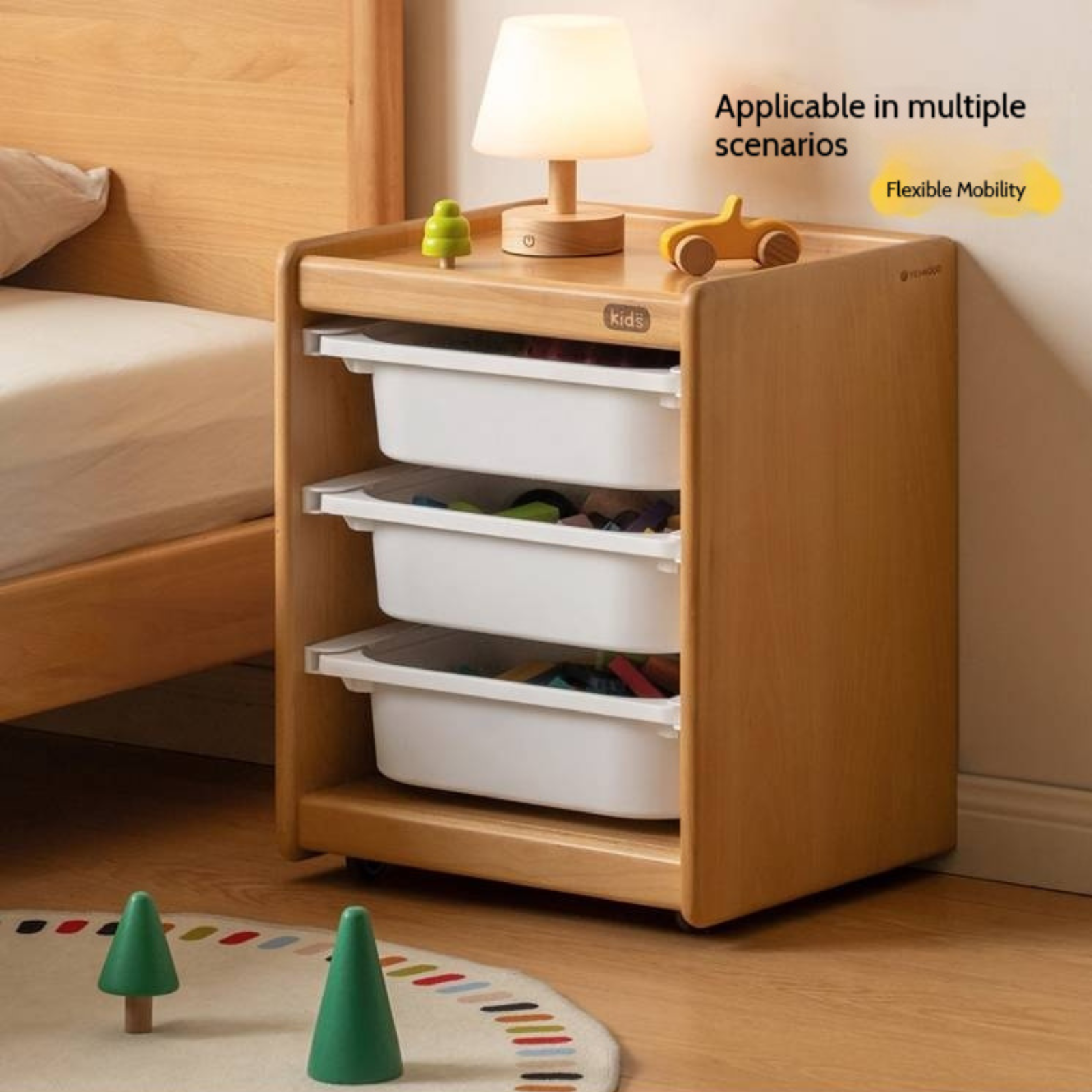 Beech Solid Wood Modern Minimalist Children's Nightstand