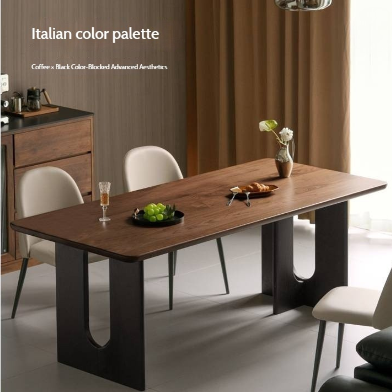 Black Walnut Solid Wood Light Luxury Dining Table