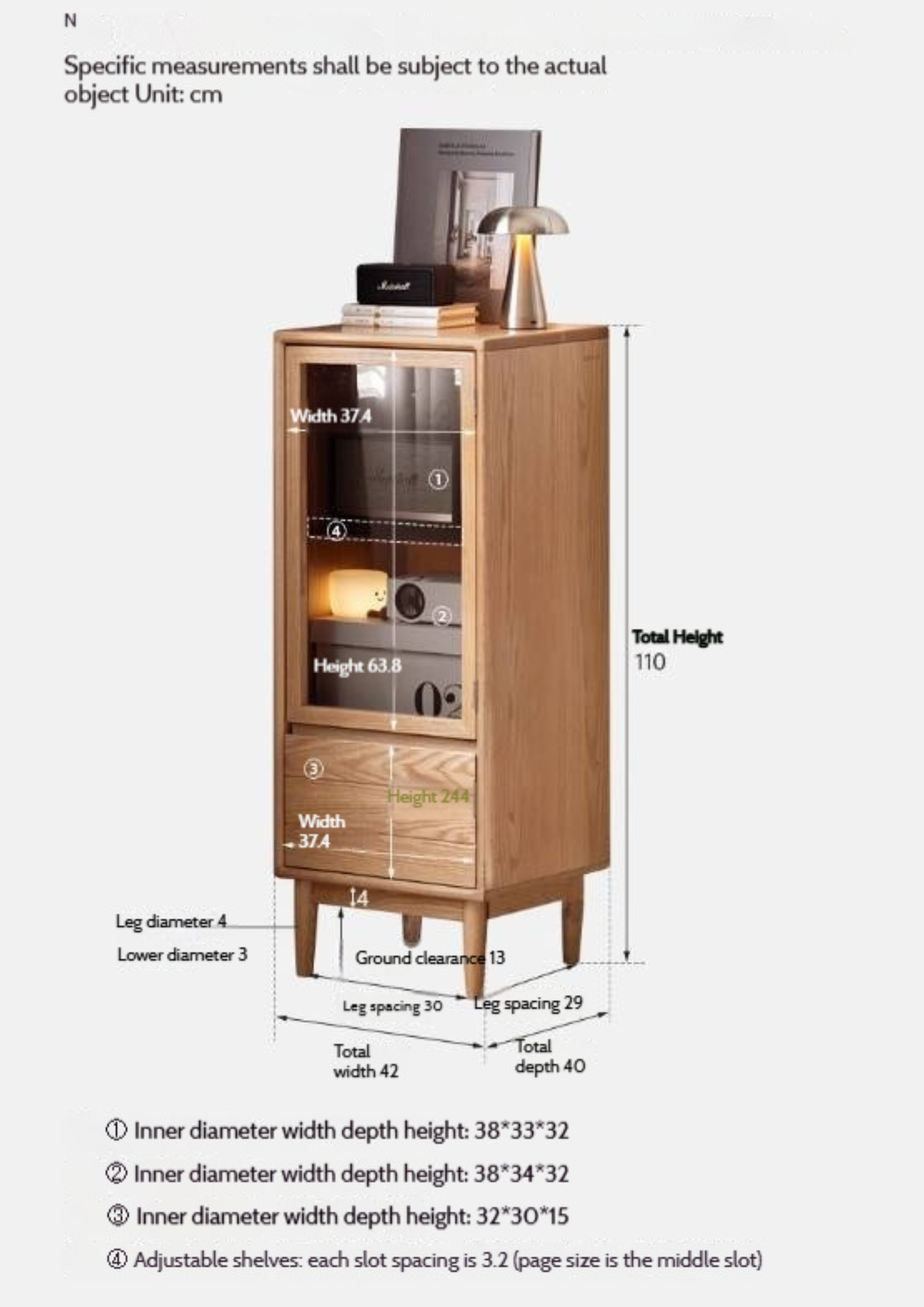 Oak Solid Wood Modern Simple Storage Side Cabinet.