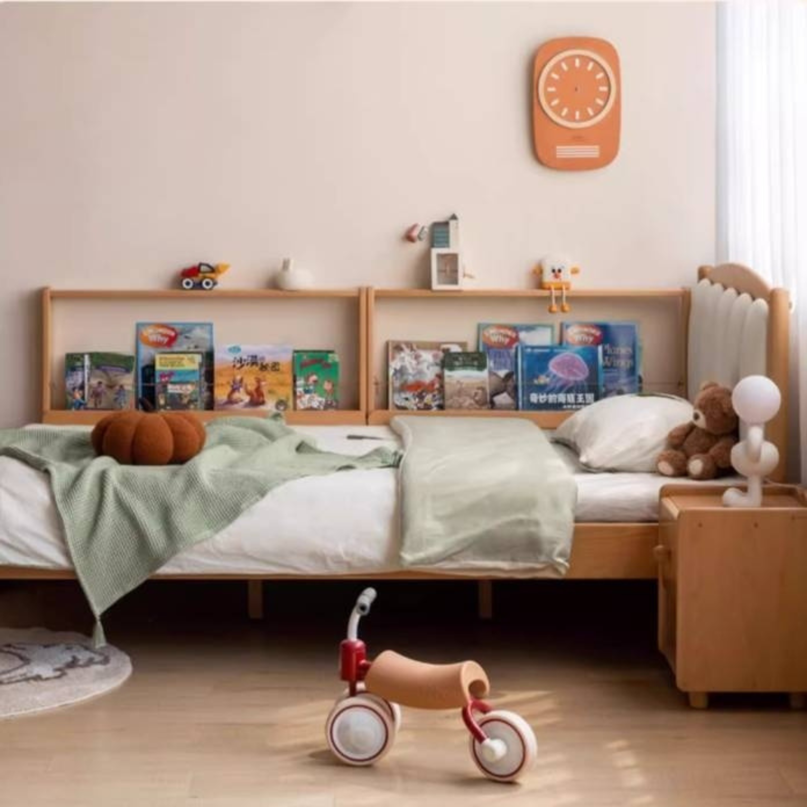 Beech Solid Wood Children's Bedside Miniature Bookshelf