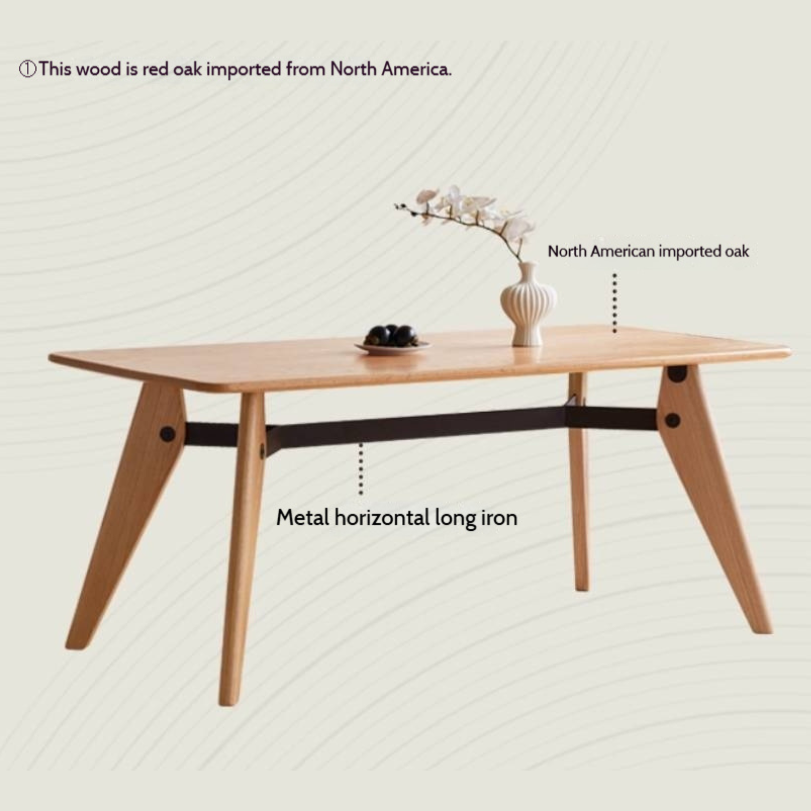 Oak Solid Wood Modern Dining Table