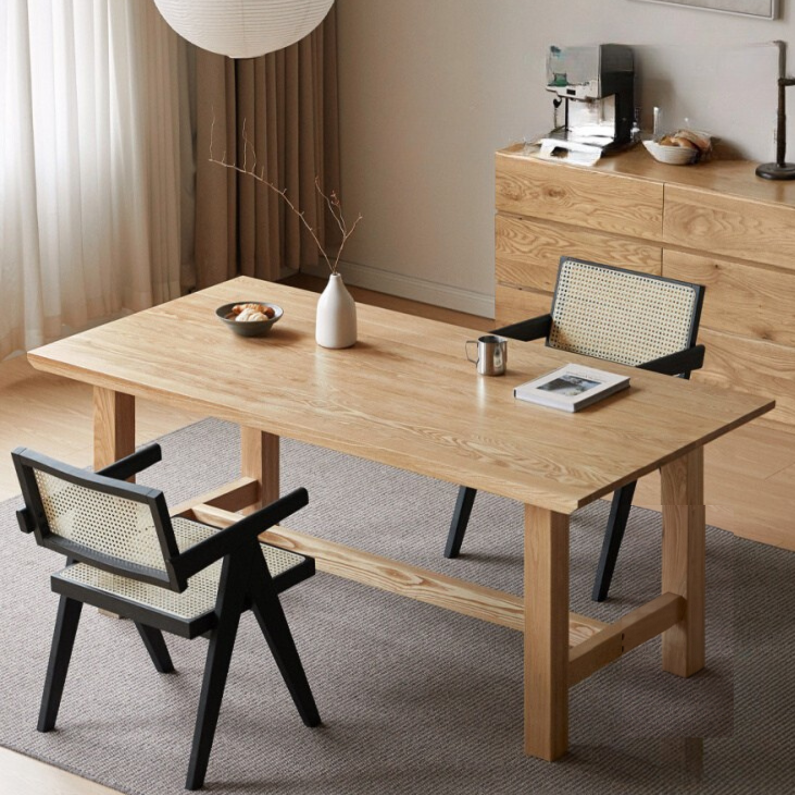 Ash Solid Wood Wabi Sabi Style Dining Table